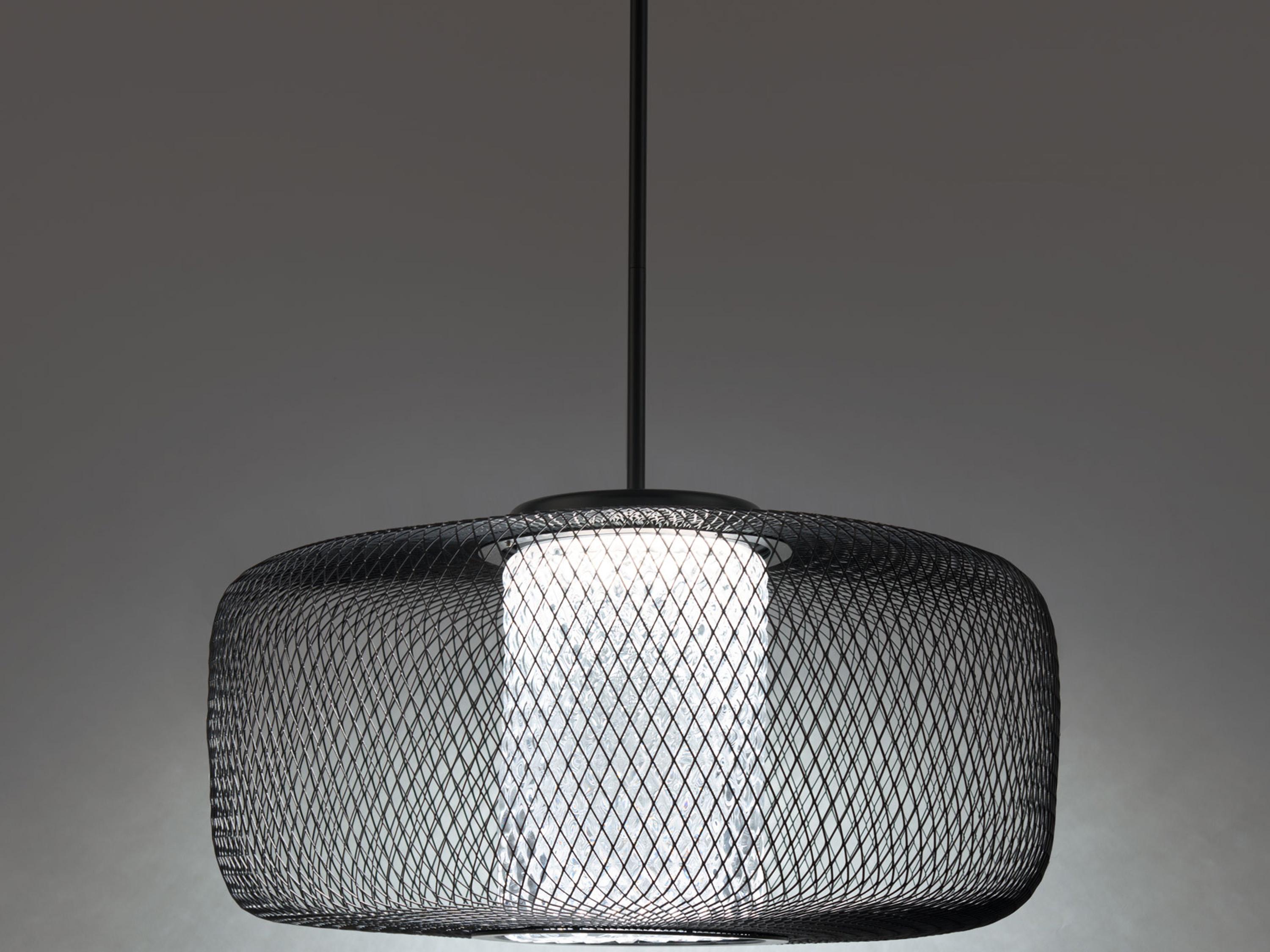 Schonbek Kodo 1-Light Black Crystal LED Drum Geometric Pendant