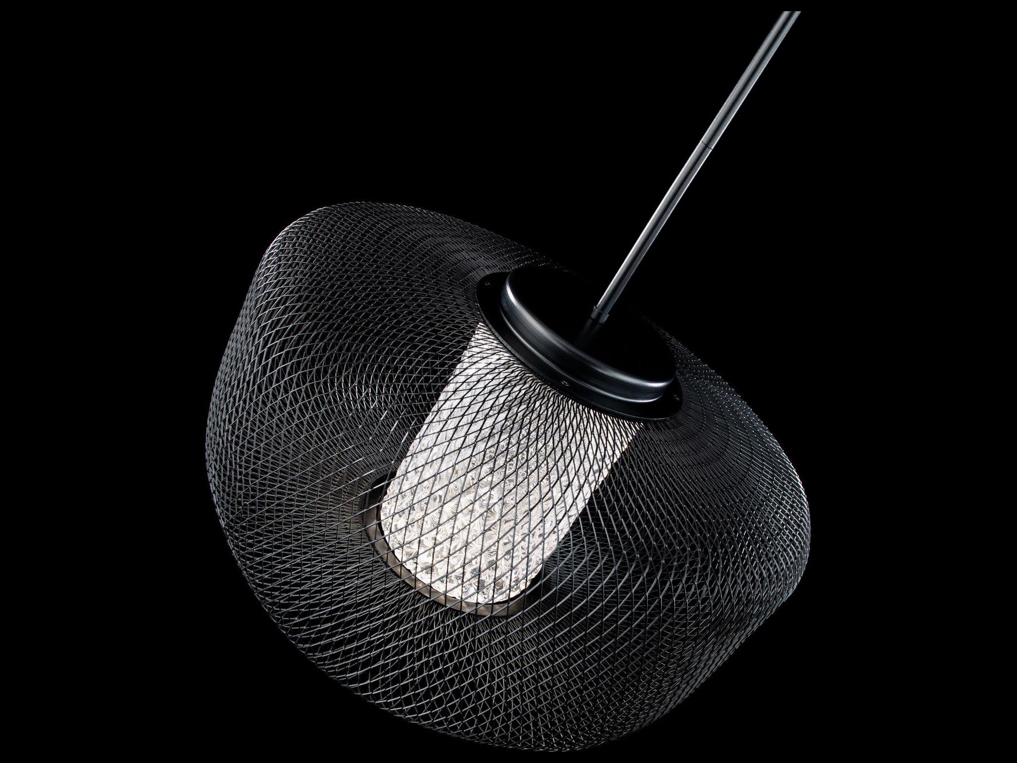 Schonbek Kodo 1-Light Black Crystal LED Drum Geometric Pendant