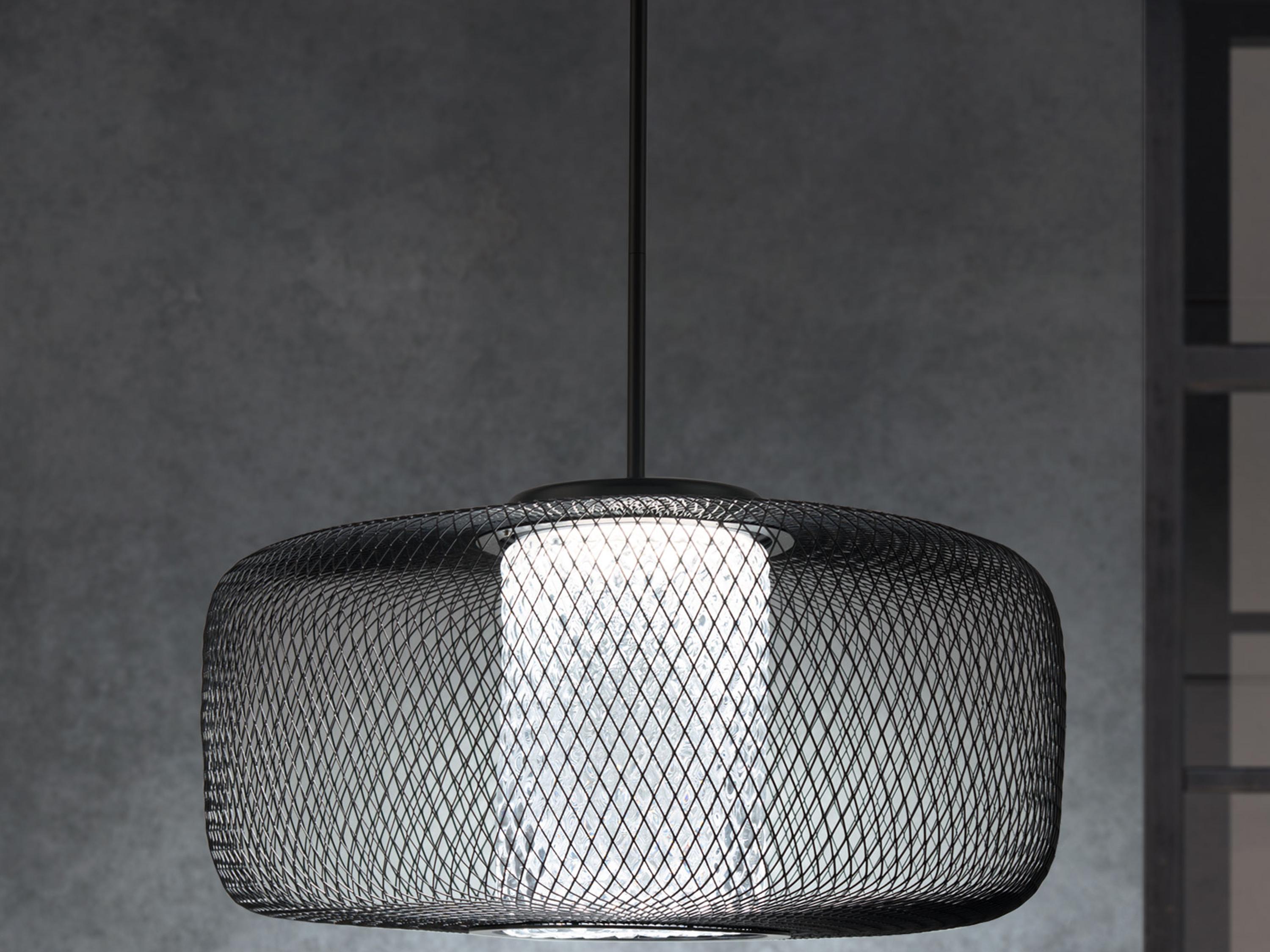 Schonbek Kodo 1-Light Black Crystal LED Drum Geometric Pendant