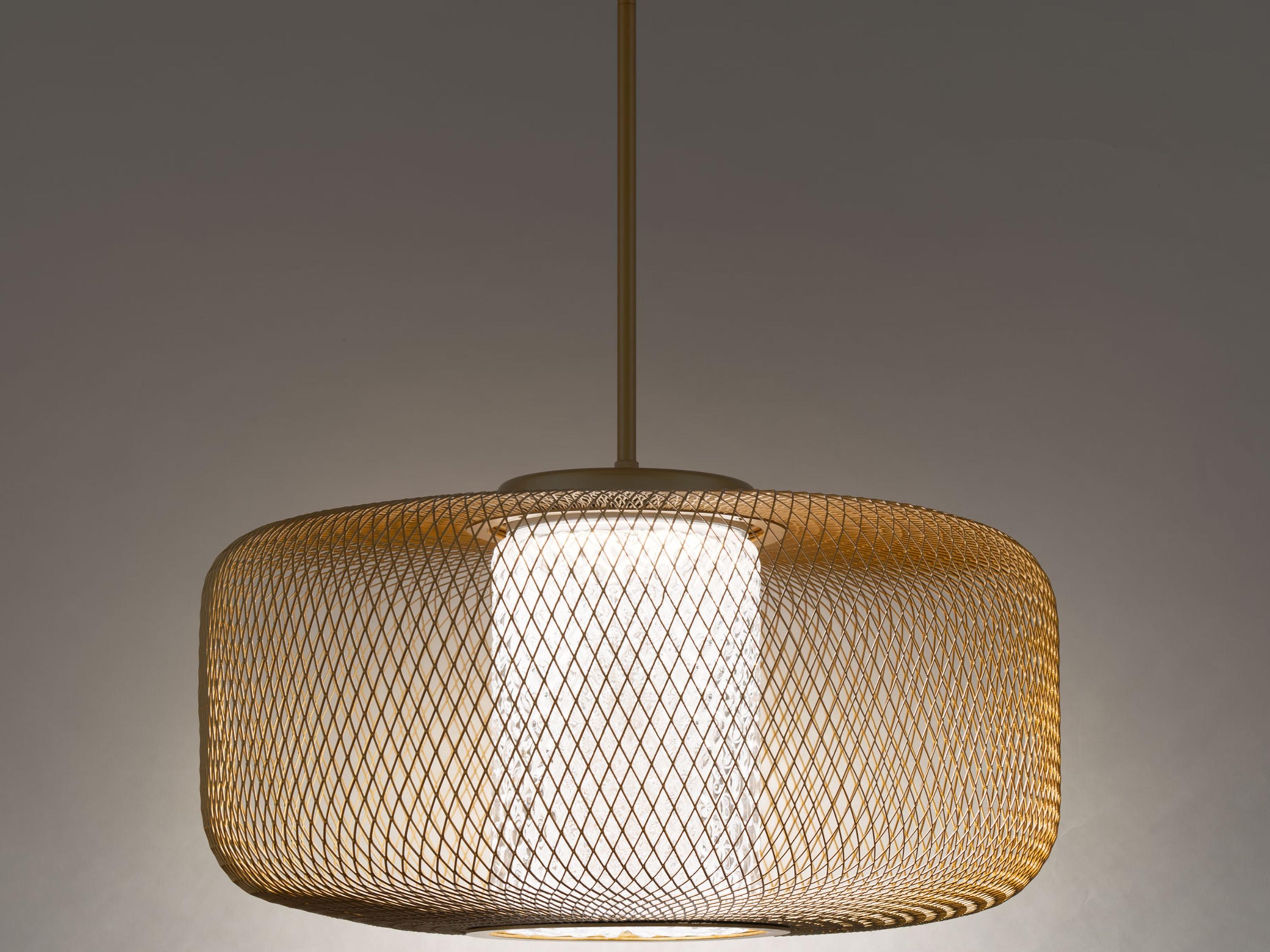 Schonbek Kodo 1-Light Gold Lace Crystal LED Drum Geometric Pendant