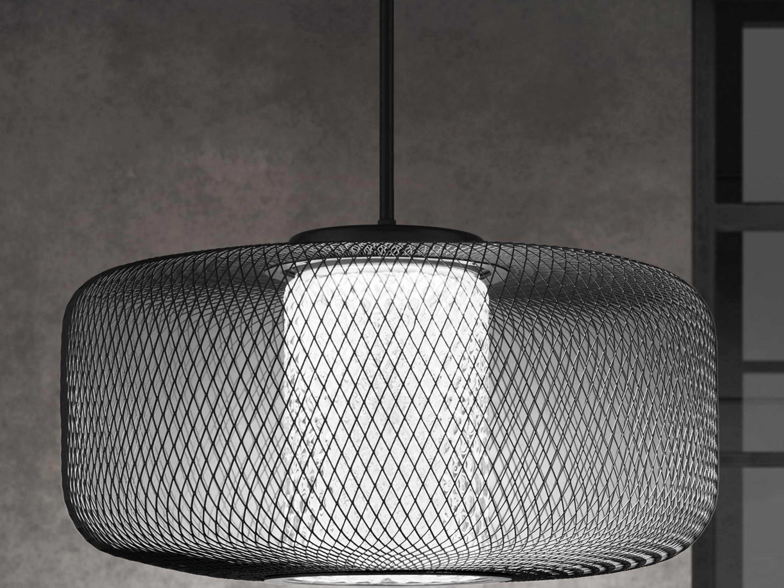 Schonbek Kodo 1-Light Black Crystal LED Drum Geometric Pendant