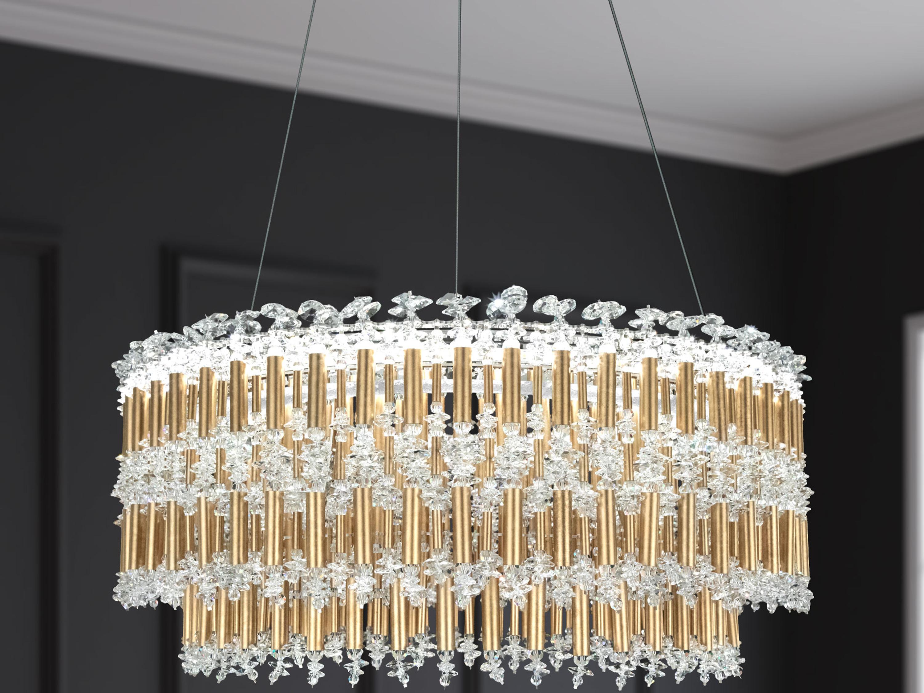 Schonbek Tahitian 1-Light Heirloom Gold Crystal LED Drum Linear Pendant