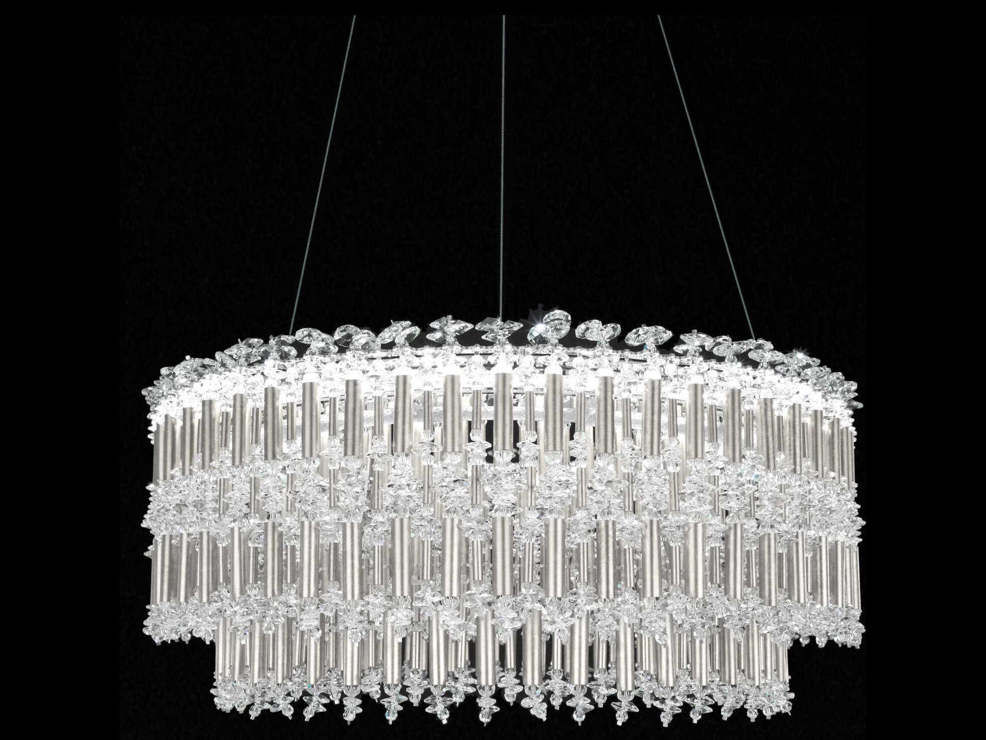 Schonbek Tahitian 1-Light Antique Silver Crystal LED Drum Linear Pendant