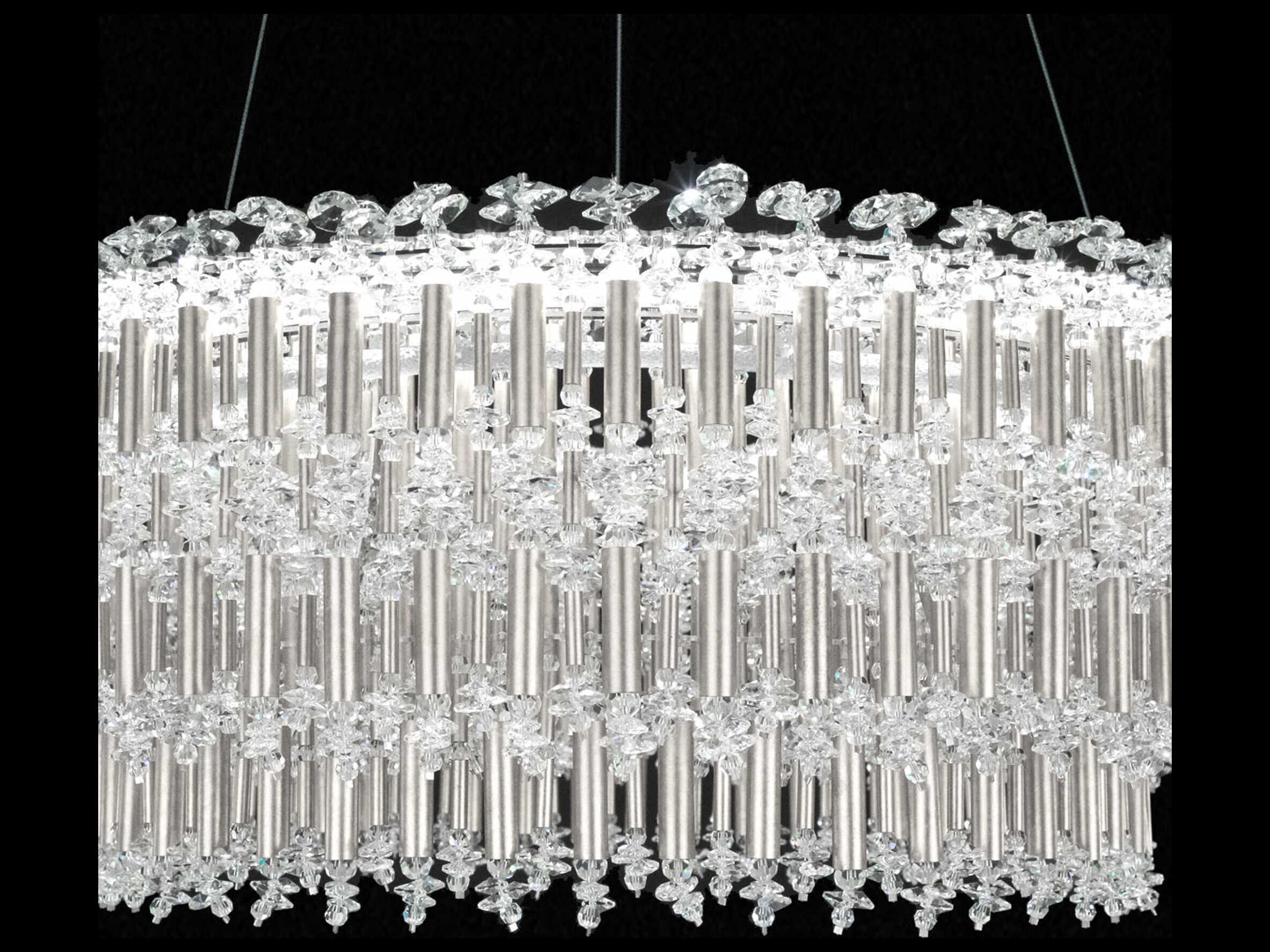 Schonbek Tahitian 1-Light Antique Silver Crystal LED Drum Linear Pendant