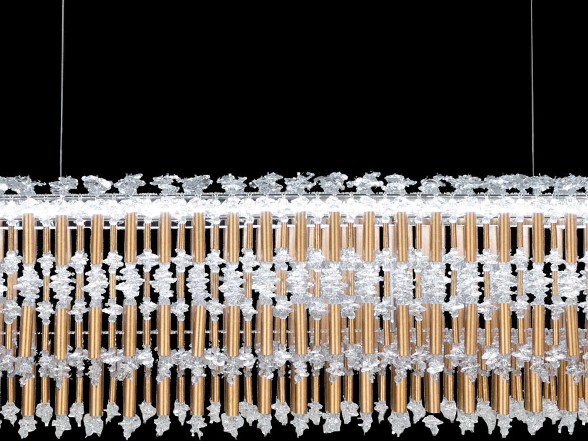 Schonbek Tahitian 1-Light Heirloom Gold Crystal LED Linear Island Pendant