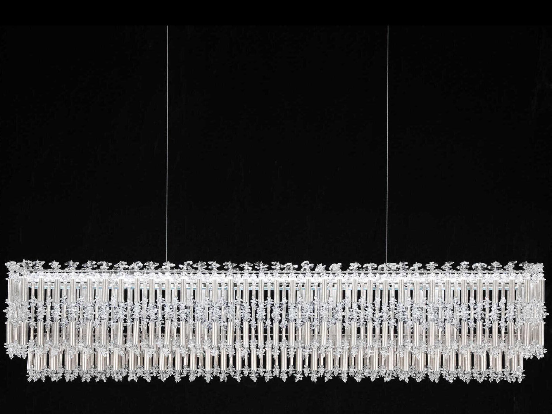 Schonbek Tahitian 1-Light Antique Silver Crystal LED Linear Island Pendant