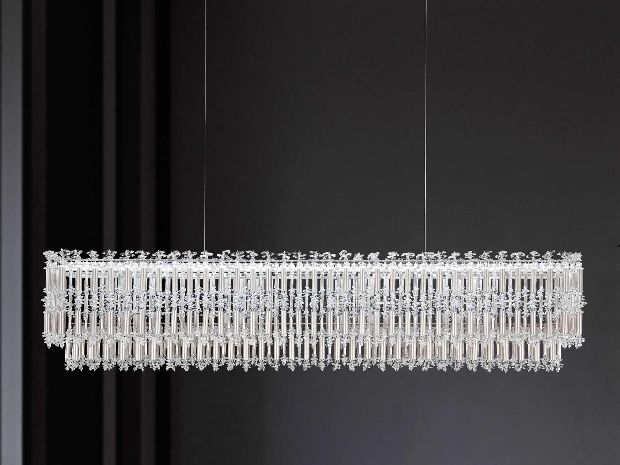 Schonbek Tahitian 1-Light Antique Silver Crystal LED Linear Island Pendant