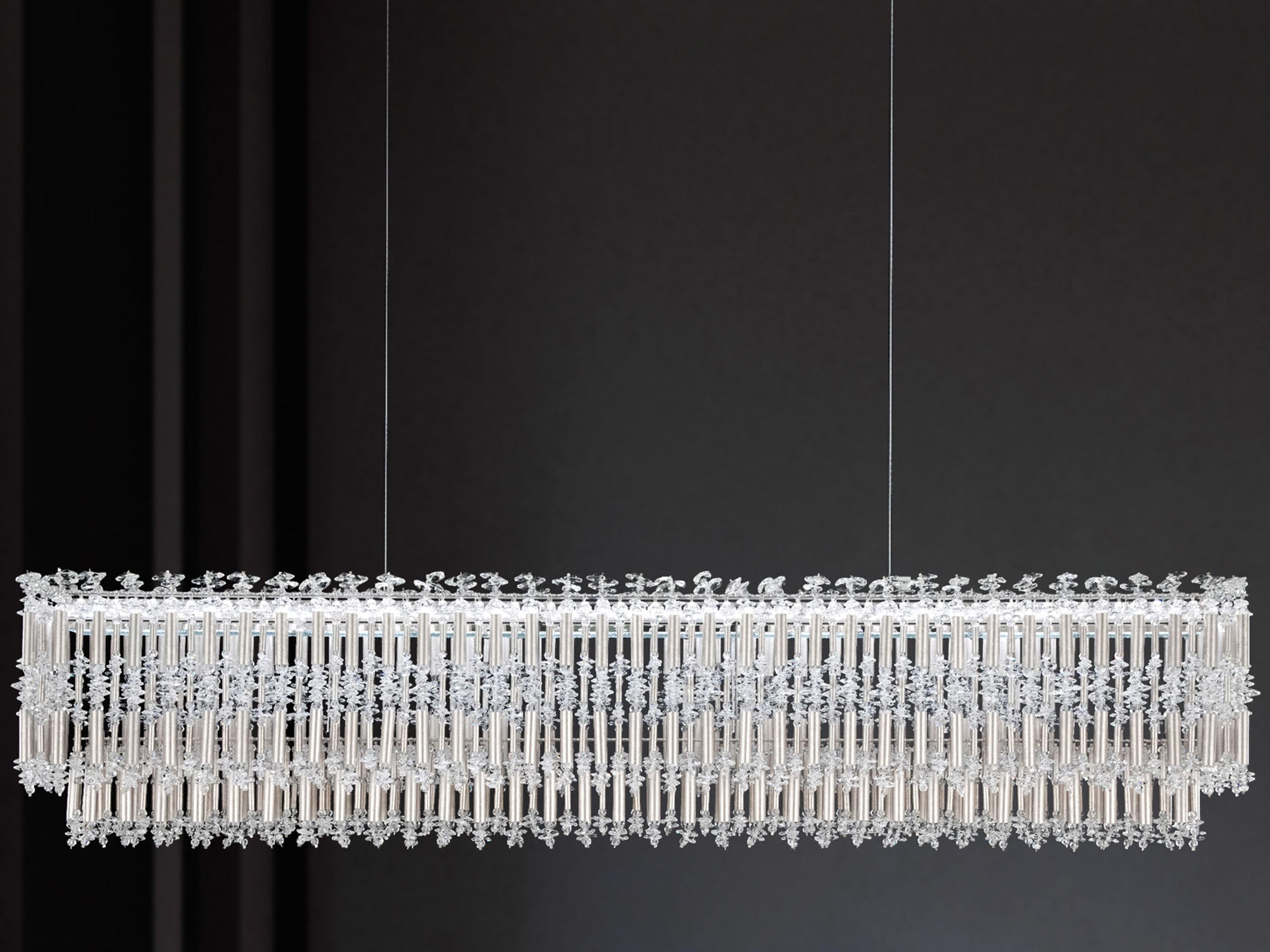 Schonbek Tahitian 1-Light Antique Silver Crystal LED Linear Island Pendant