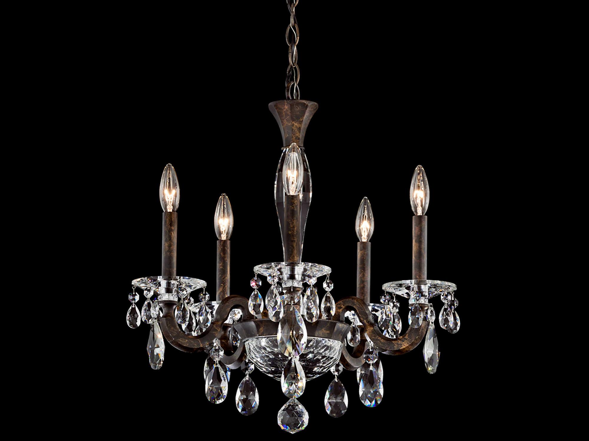 Schonbek San Marco 5-Light Bronze Crystal Candelabra Chandelier