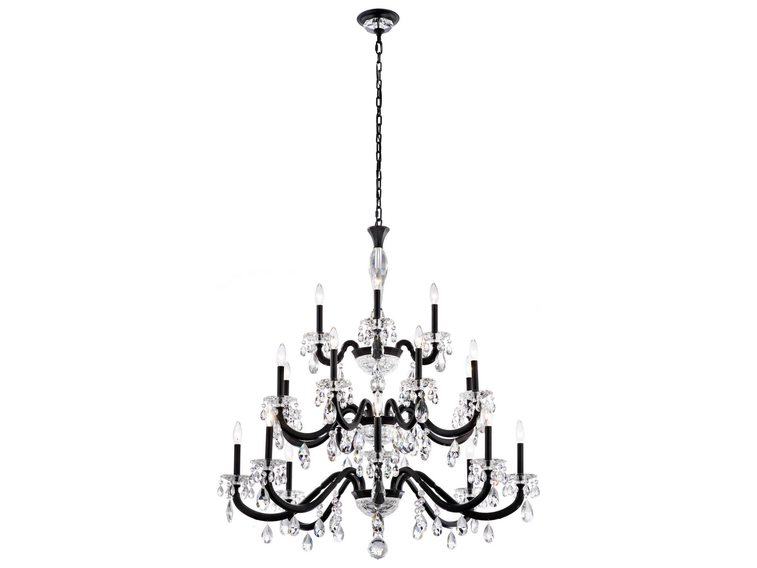 Schonbek San Marco 20-Light Black Crystal Candelabra Chandelier