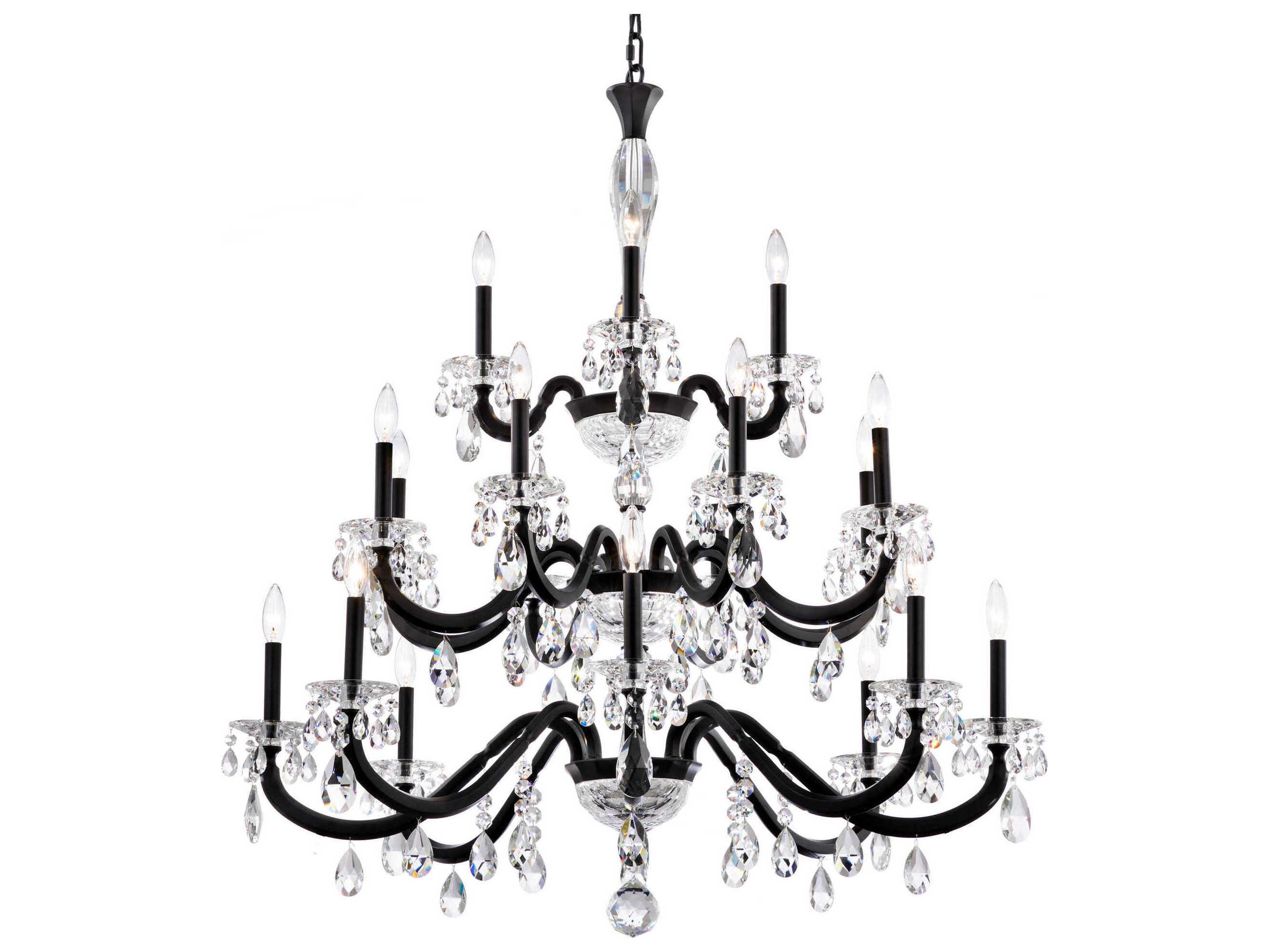Schonbek San Marco 20-Light Black Crystal Candelabra Chandelier