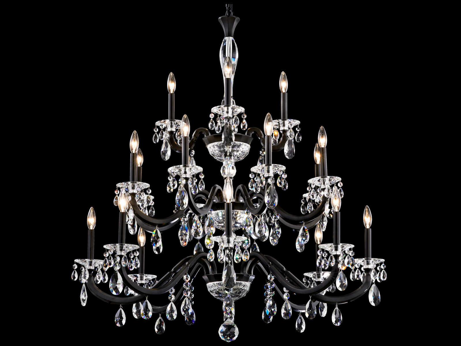 Schonbek San Marco 20-Light Black Crystal Candelabra Chandelier