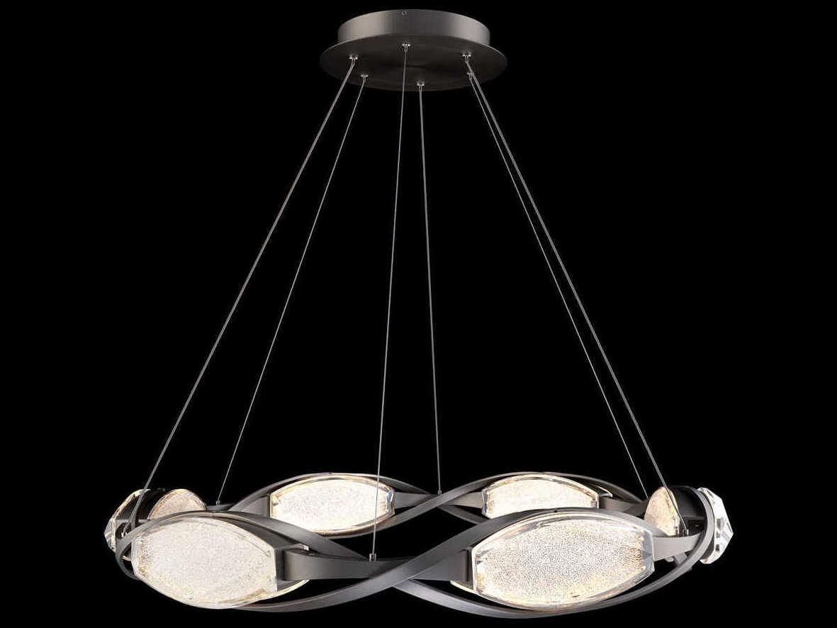 Schonbek Bijoux Brushed Nickel Black Round Pendant