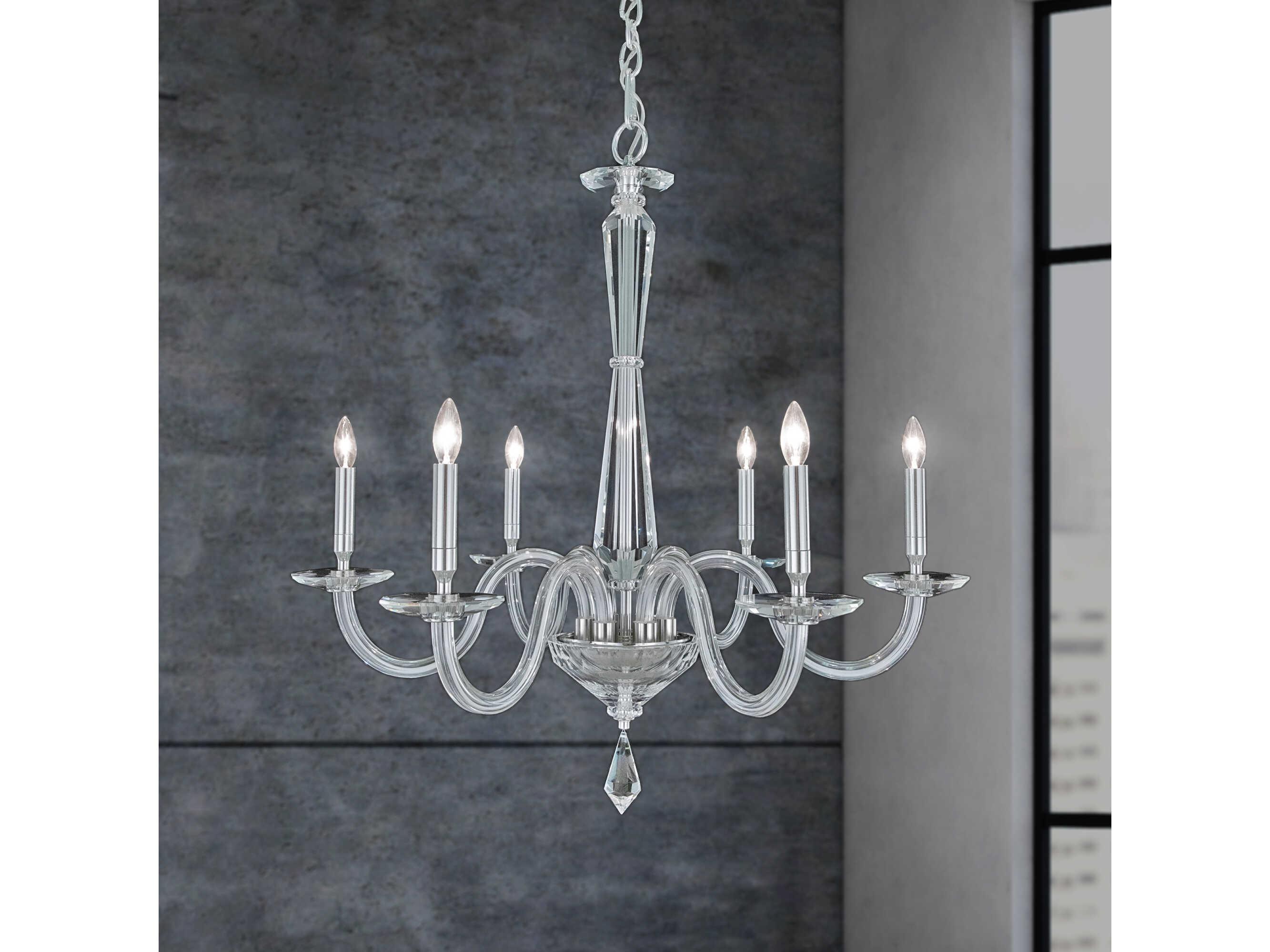 Schonbek Habsburg 6-Light Polished Chrome Crystal Candelabra Chandelier