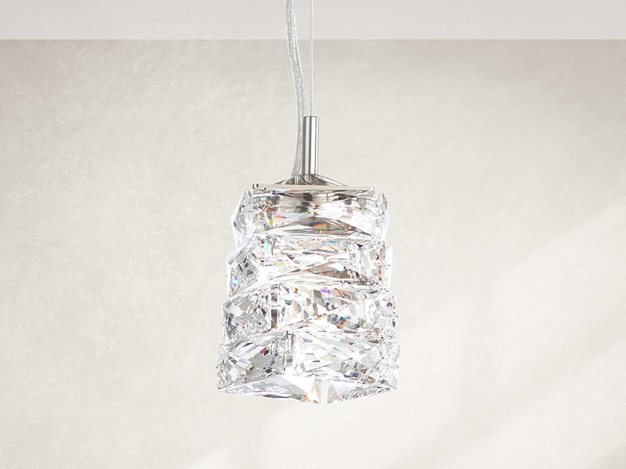 Schonbek Glissando 1-Light Stainless Steel Crystal LED Bell Mini Pendant