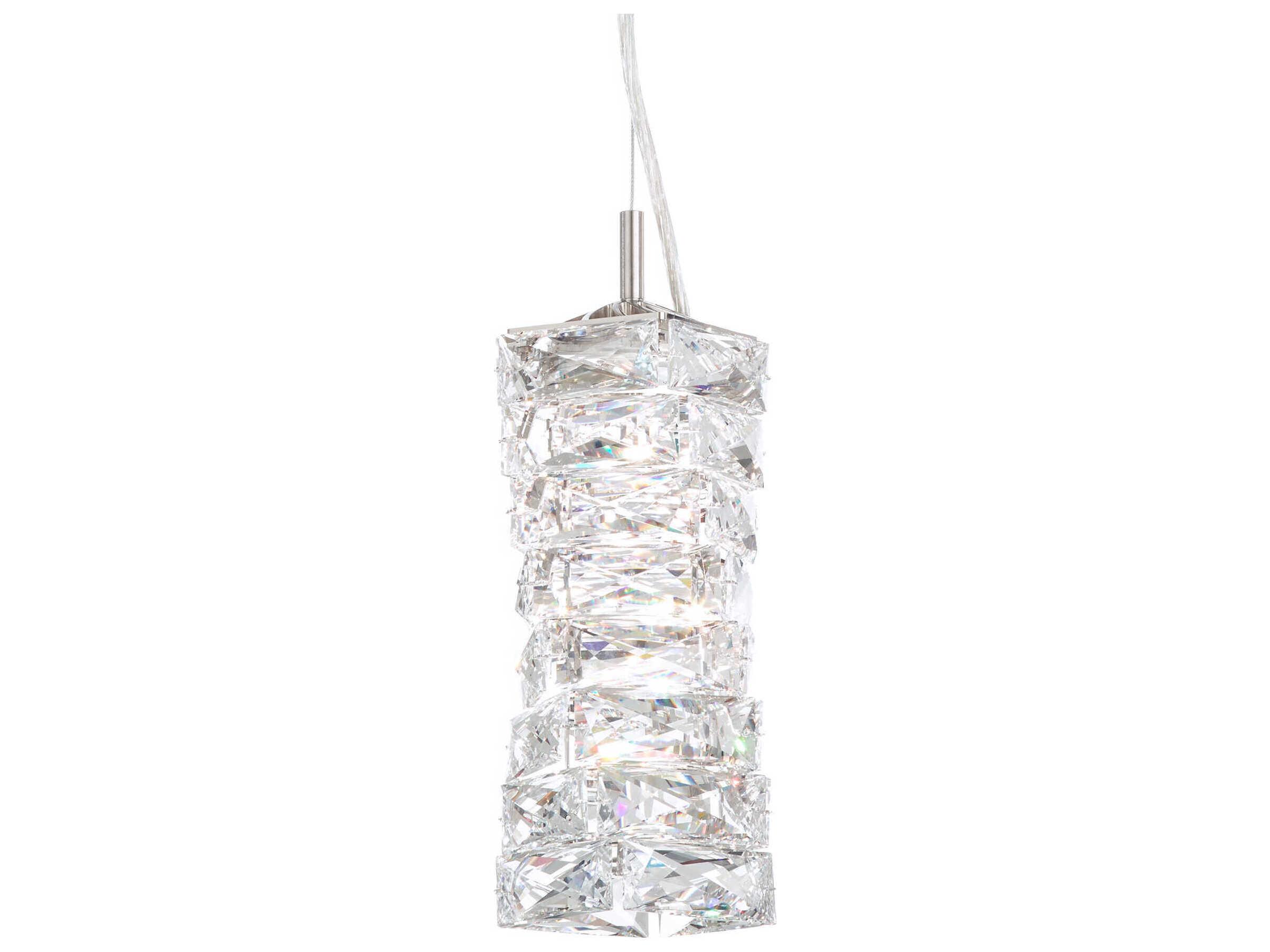 Schonbek Glissando 1-Light Stainless Steel Crystal LED Cylinder Mini Pendant