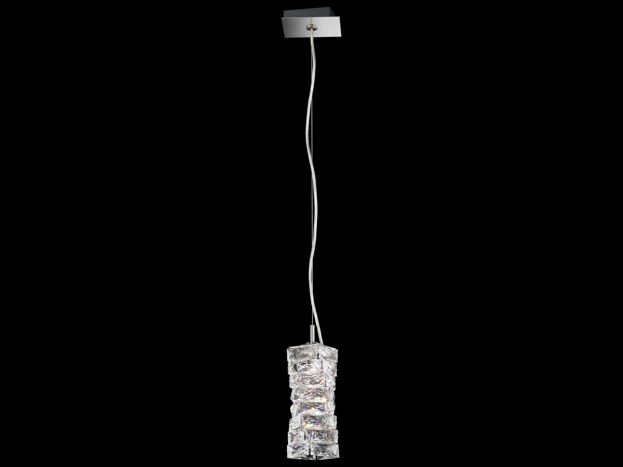 Schonbek Glissando 1-Light Stainless Steel Crystal LED Cylinder Mini Pendant