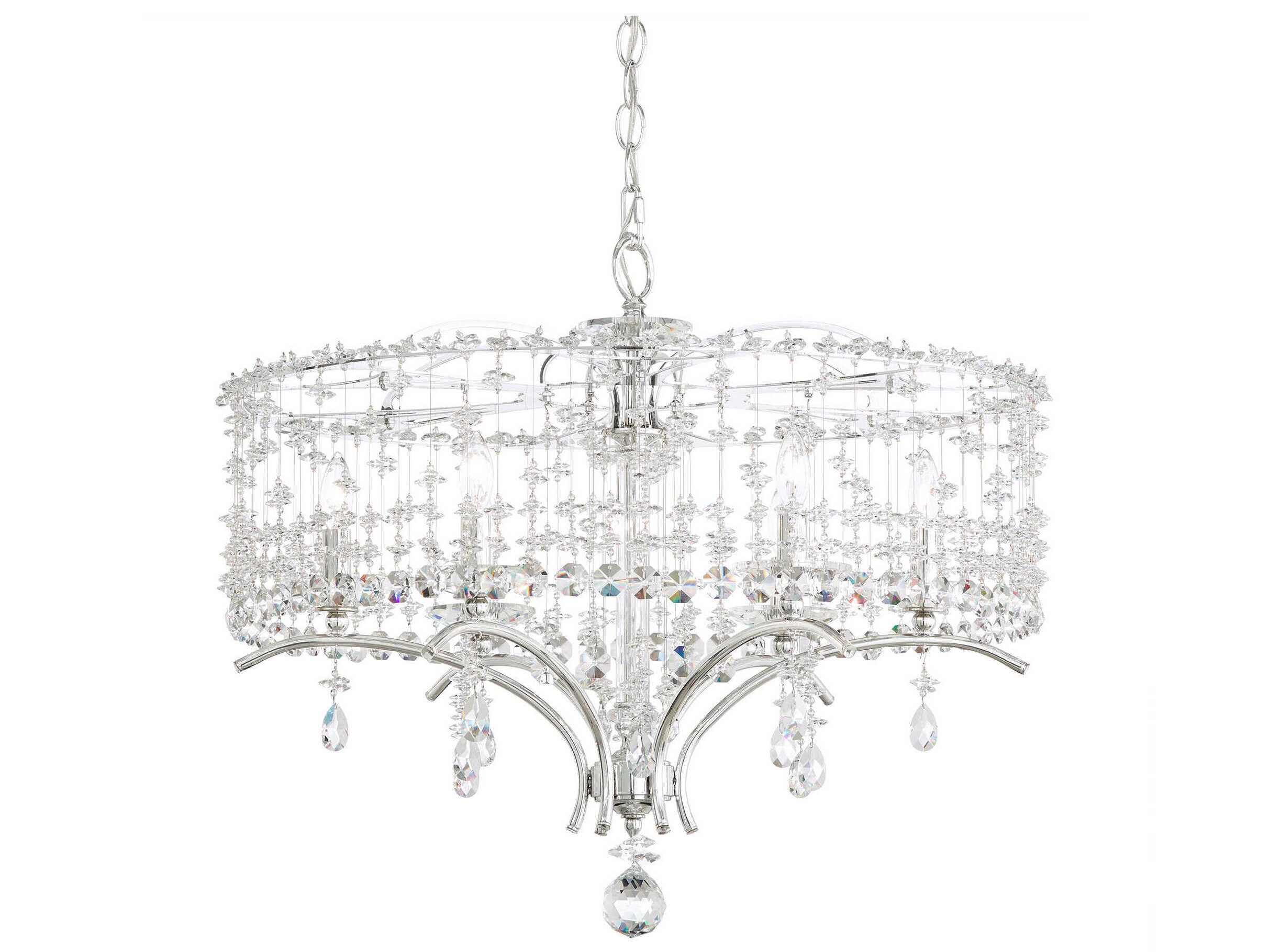 Schonbek Bella Rose 6-Light Silver Crystal Candelabra Chandelier