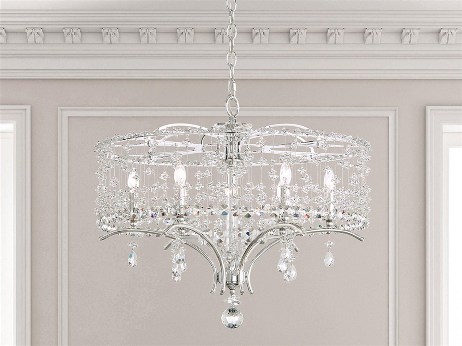 Schonbek Bella Rose 6-Light Silver Crystal Candelabra Chandelier