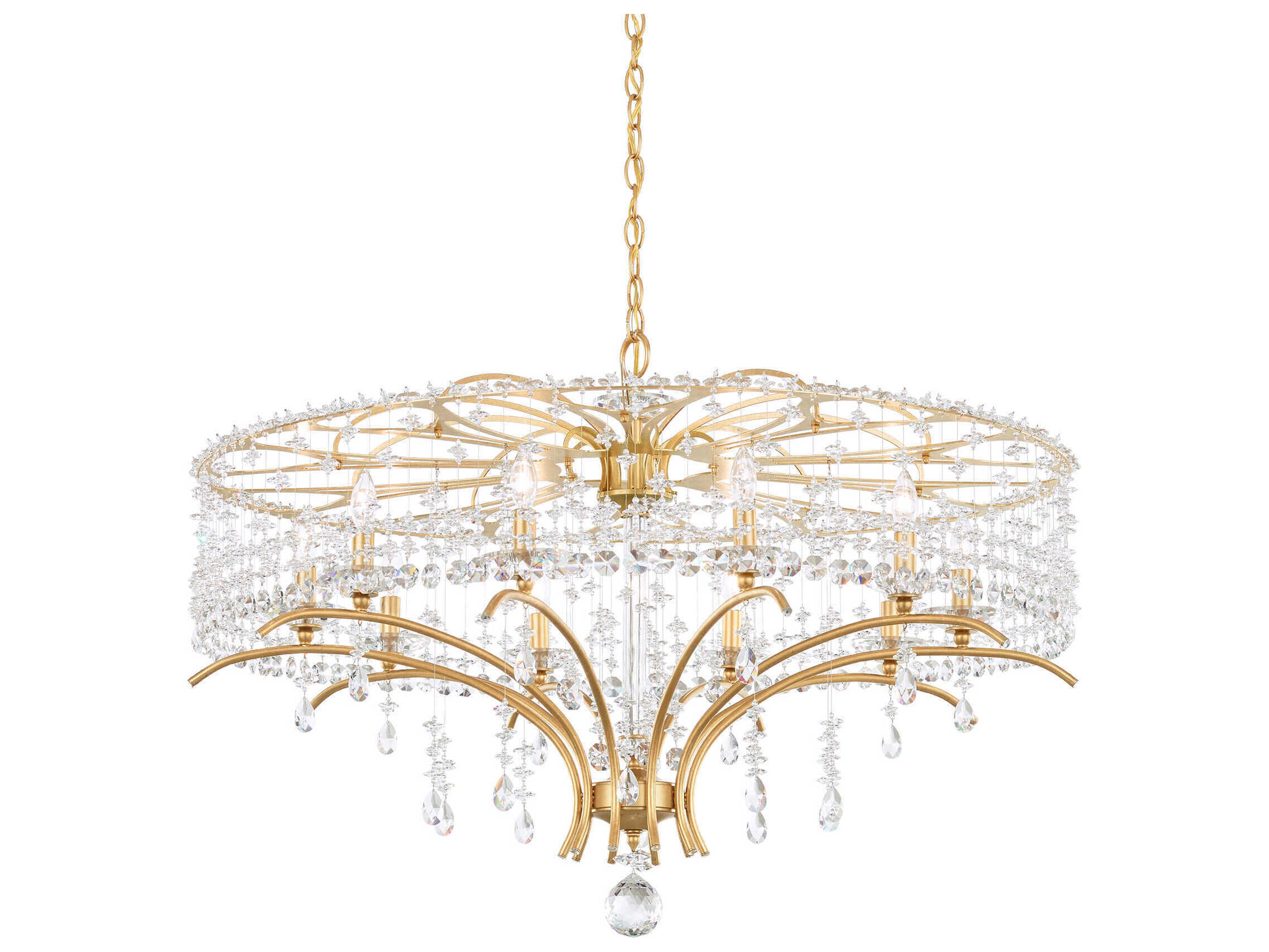 Schonbek Bella Rose 10-Light Gold Crystal Candelabra Chandelier
