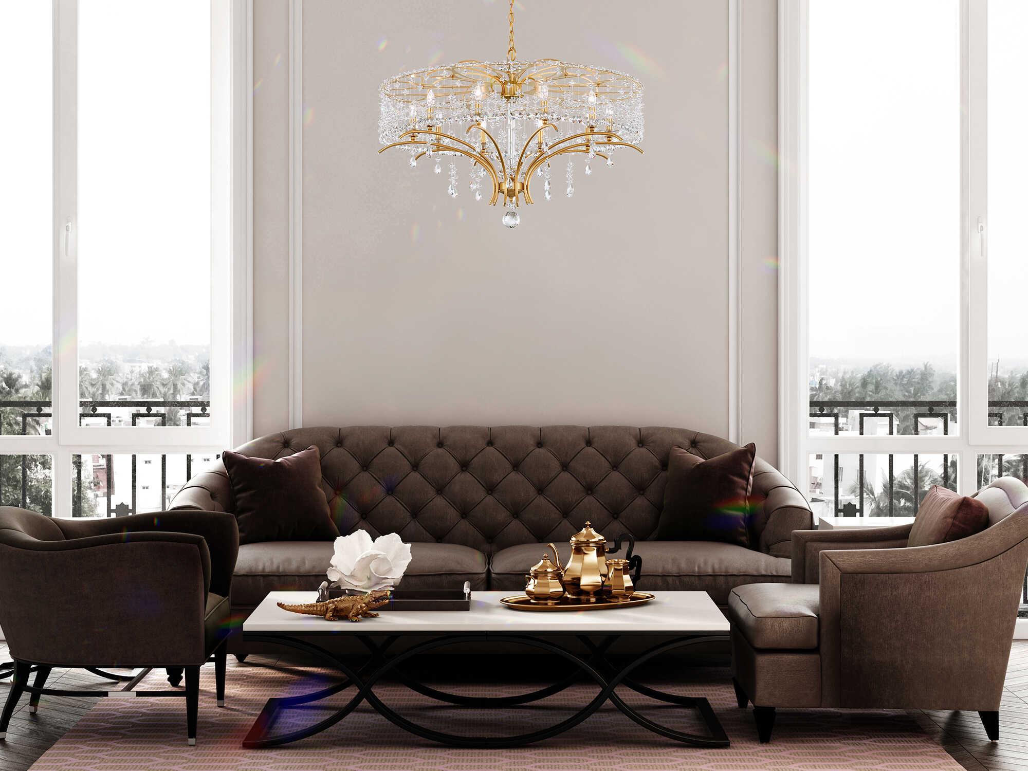 Schonbek Bella Rose 10-Light Gold Crystal Candelabra Chandelier