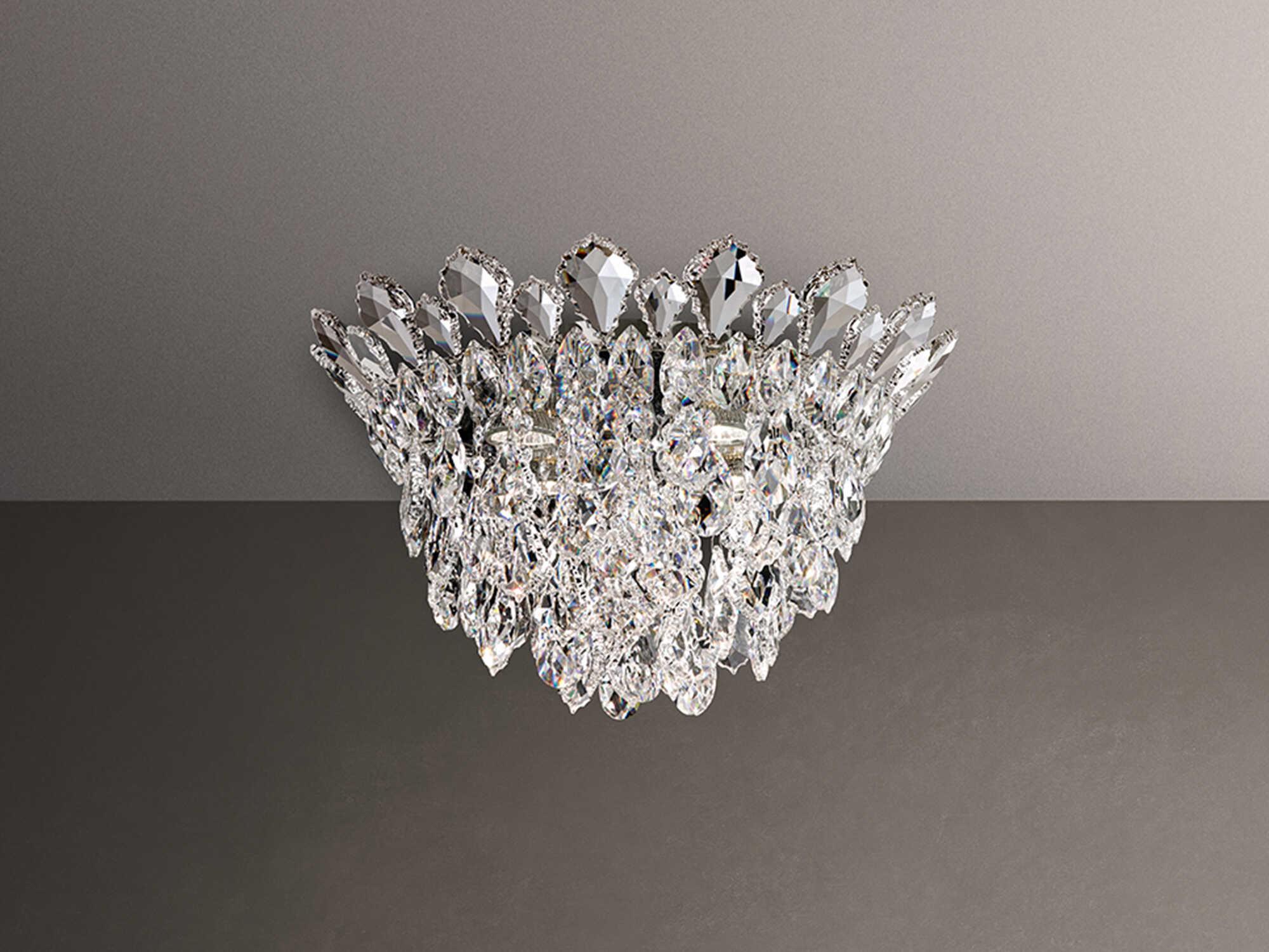 Schonbek Trilliane Strands 4-Light Stainless Steel Crystal Flush Mount