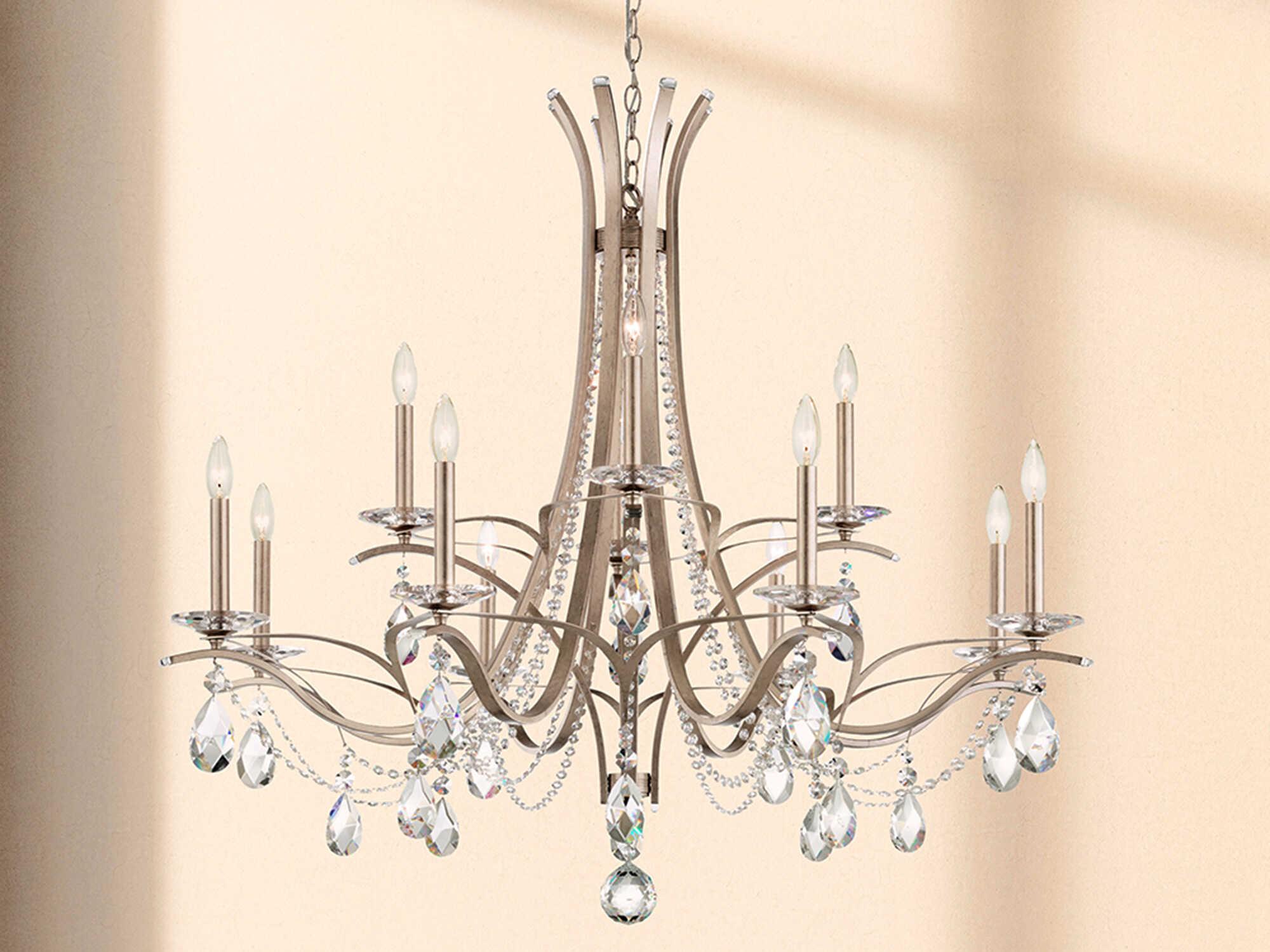 Schonbek Vesca 12-Light Silver Crystal Chandelier