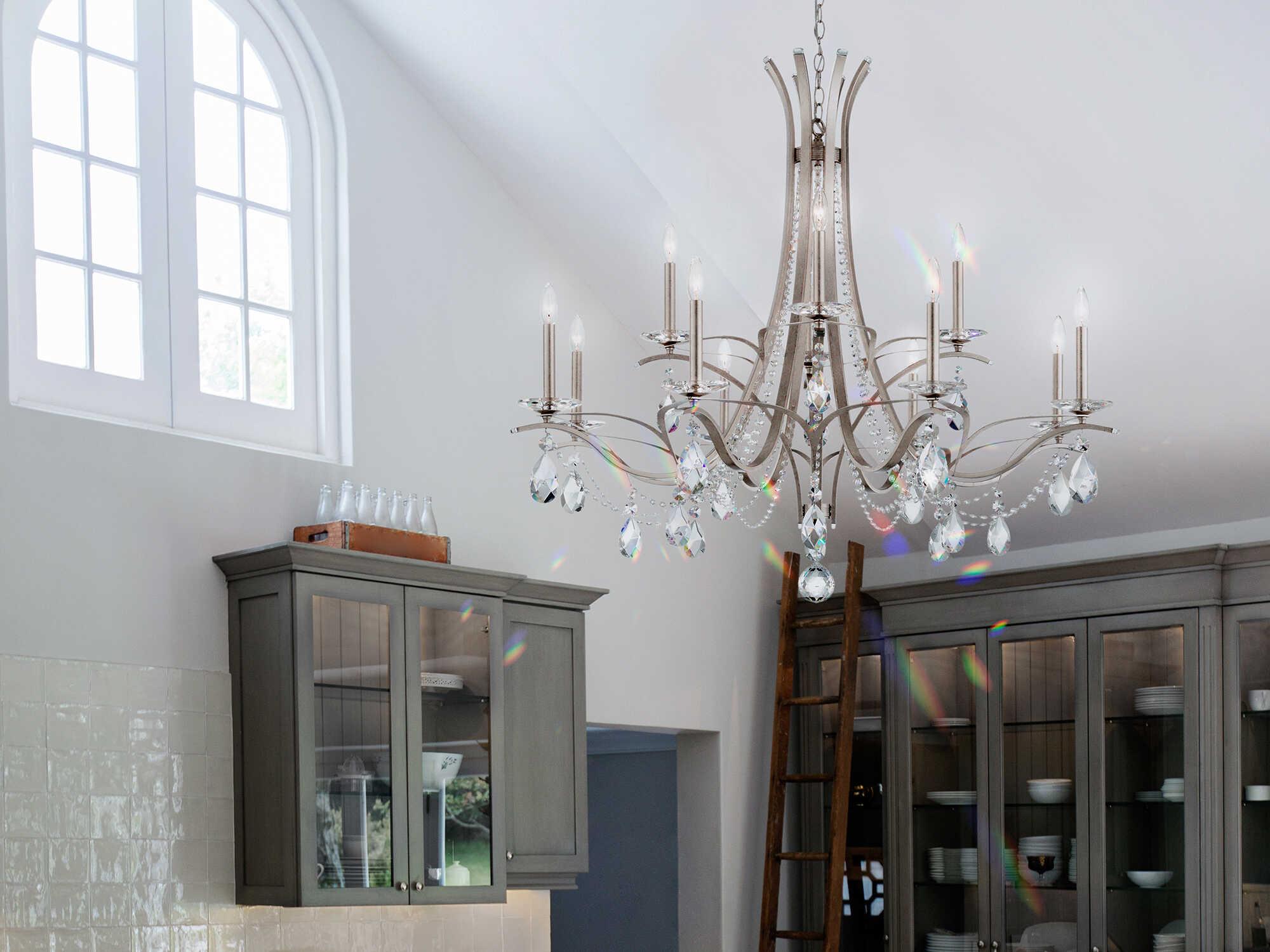 Schonbek Vesca 12-Light Silver Crystal Chandelier