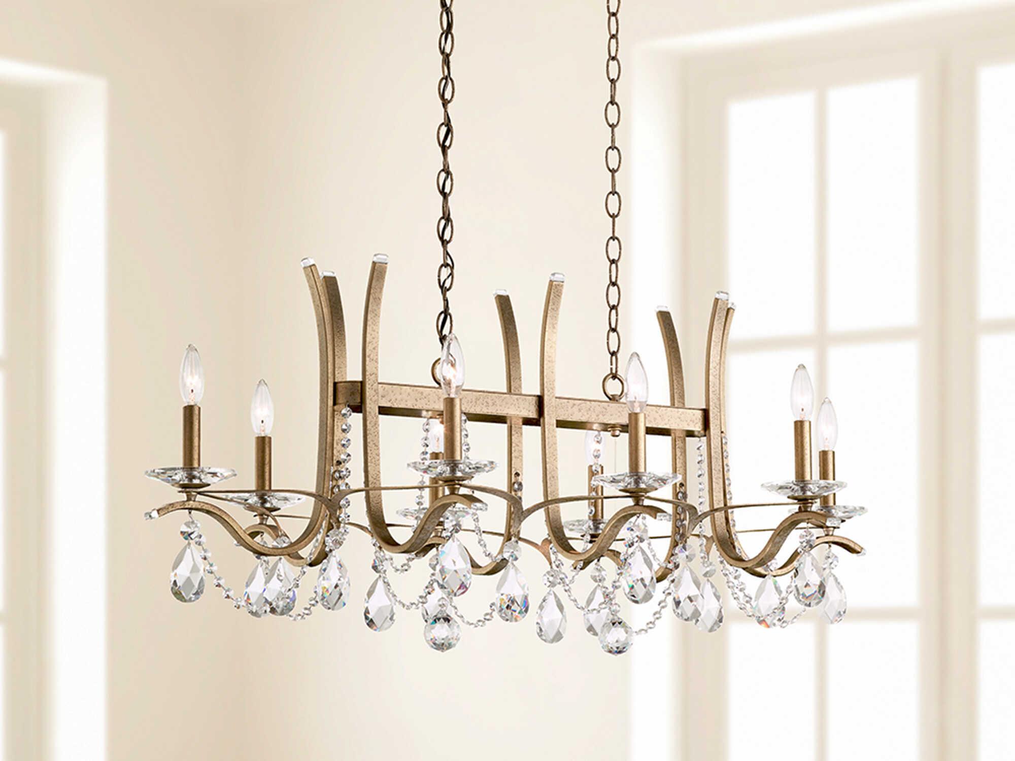 Schonbek Vesca 8-Light Gold Crystal Island Pendant