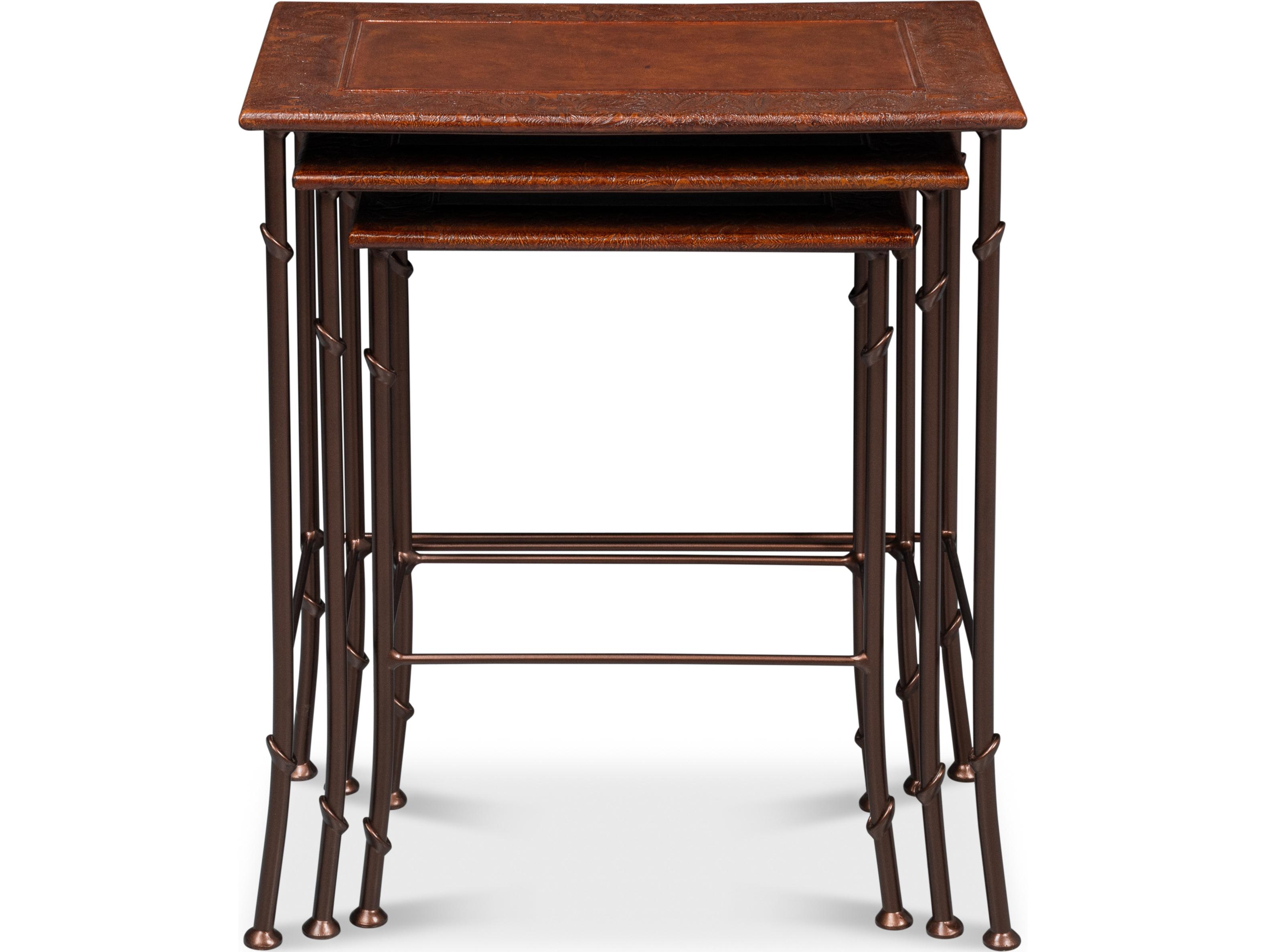 Sarreid Ltd Kew Gardens Leather Nesting Tables