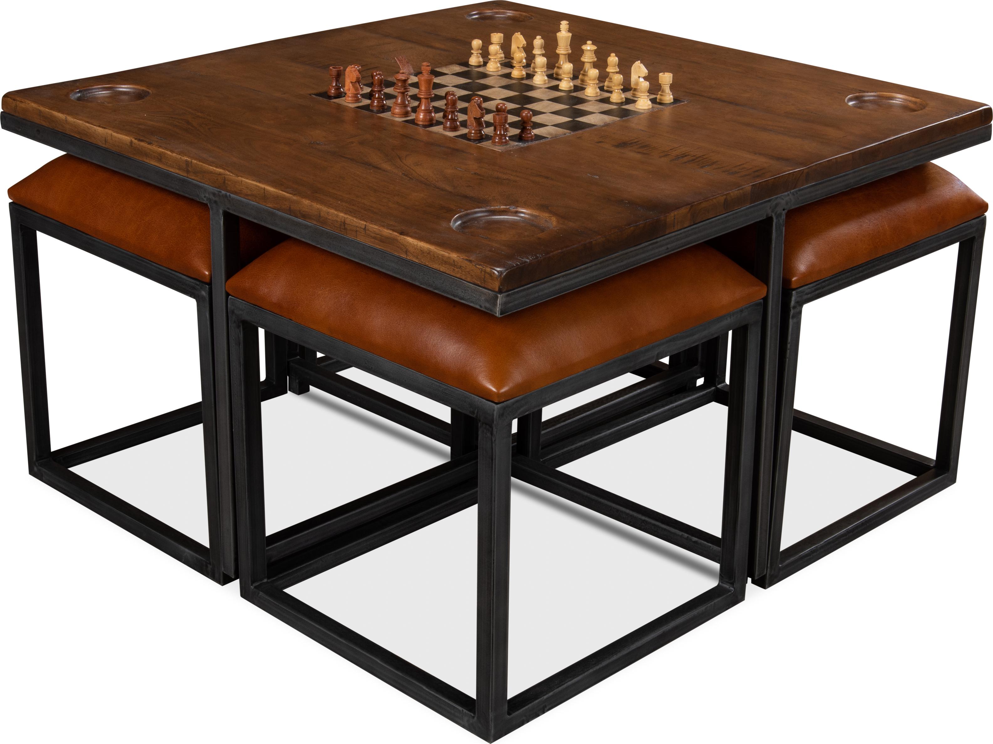 Sarreid Ltd Low Game Table With Four Stools