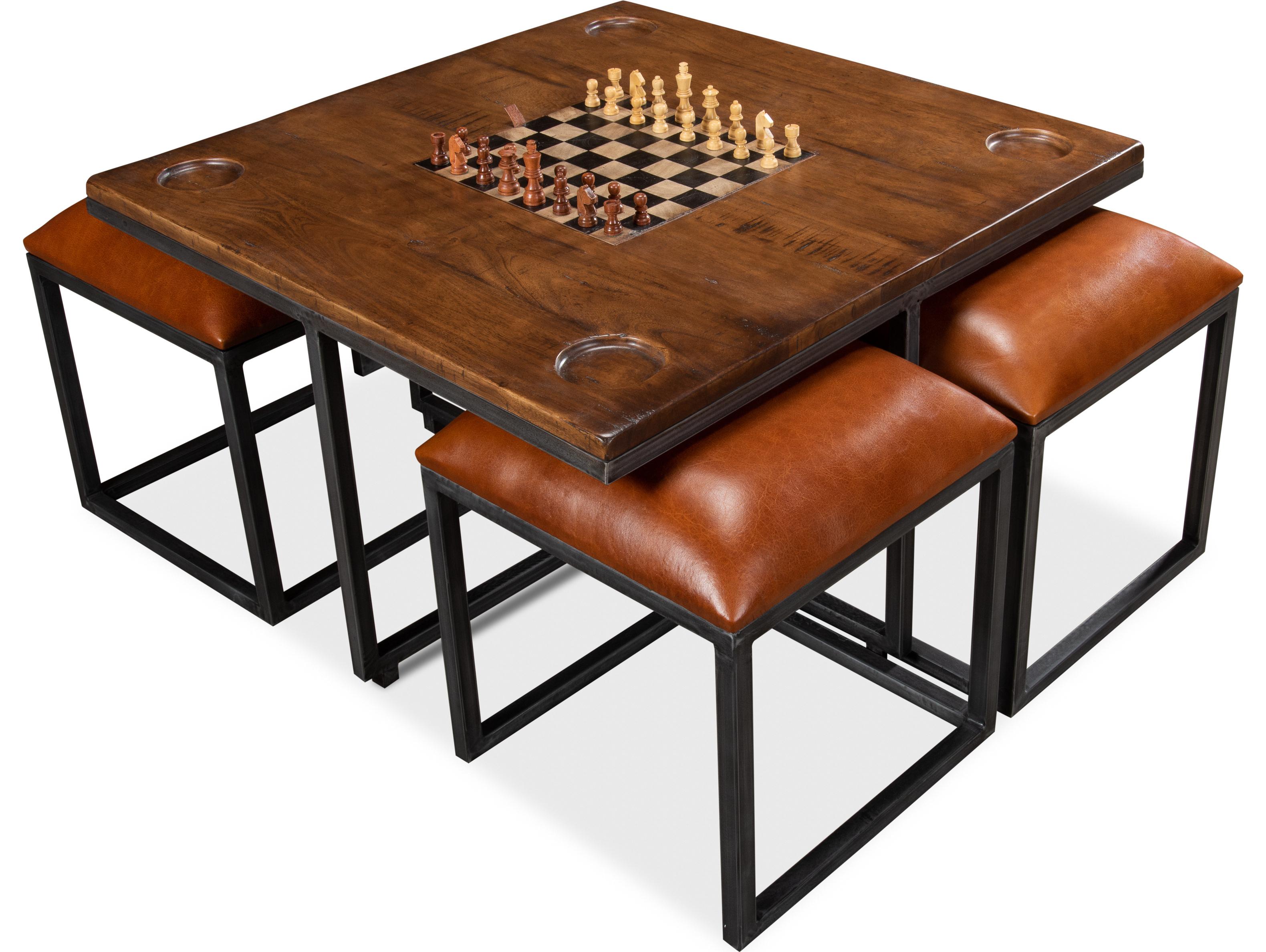 Sarreid Ltd Low Game Table With Four Stools