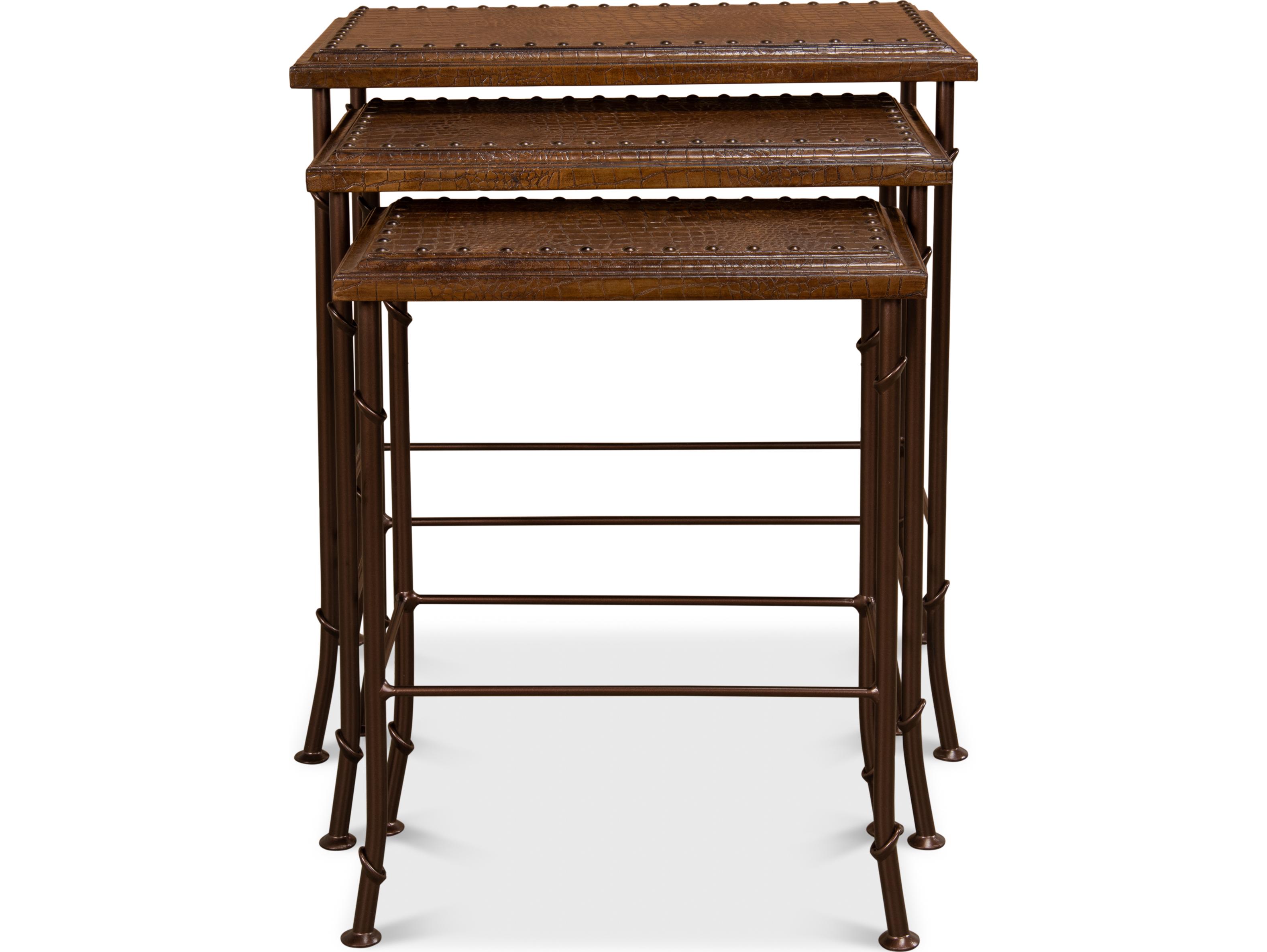 Sarreid Ltd Croc Leather Nesting Tables ( Set/3)