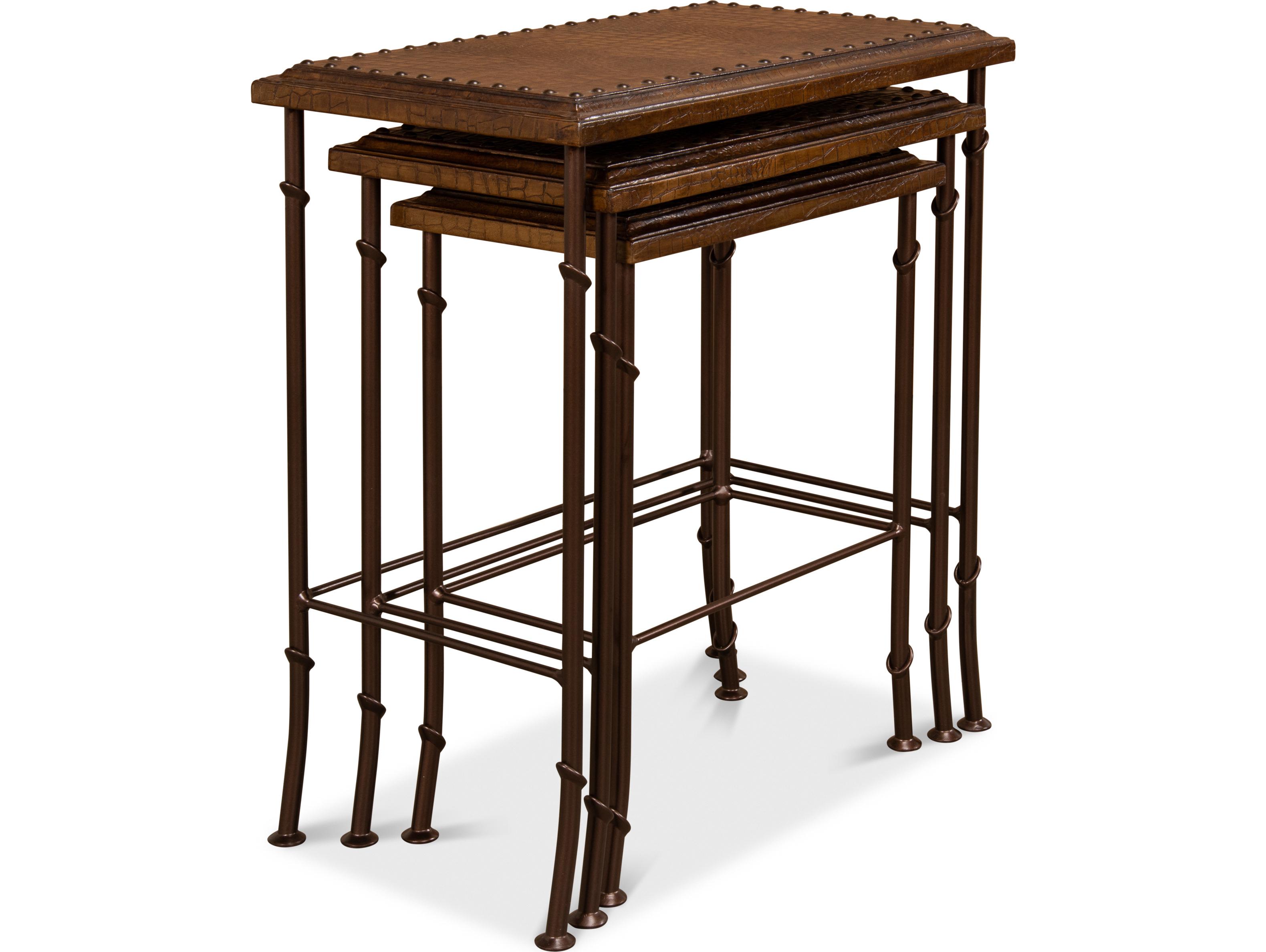 Sarreid Ltd Croc Leather Nesting Tables ( Set/3)