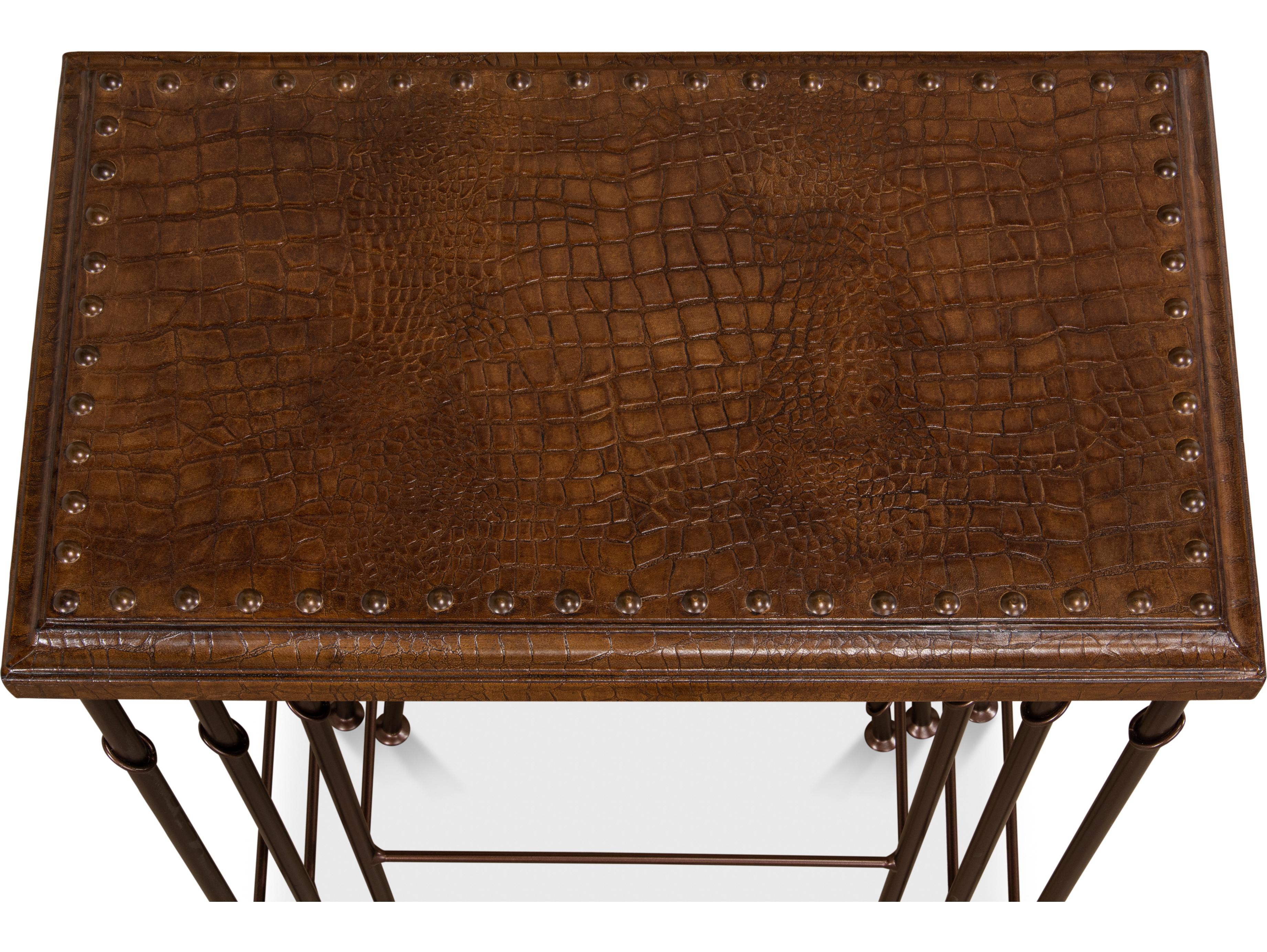 Sarreid Ltd Croc Leather Nesting Tables ( Set/3)