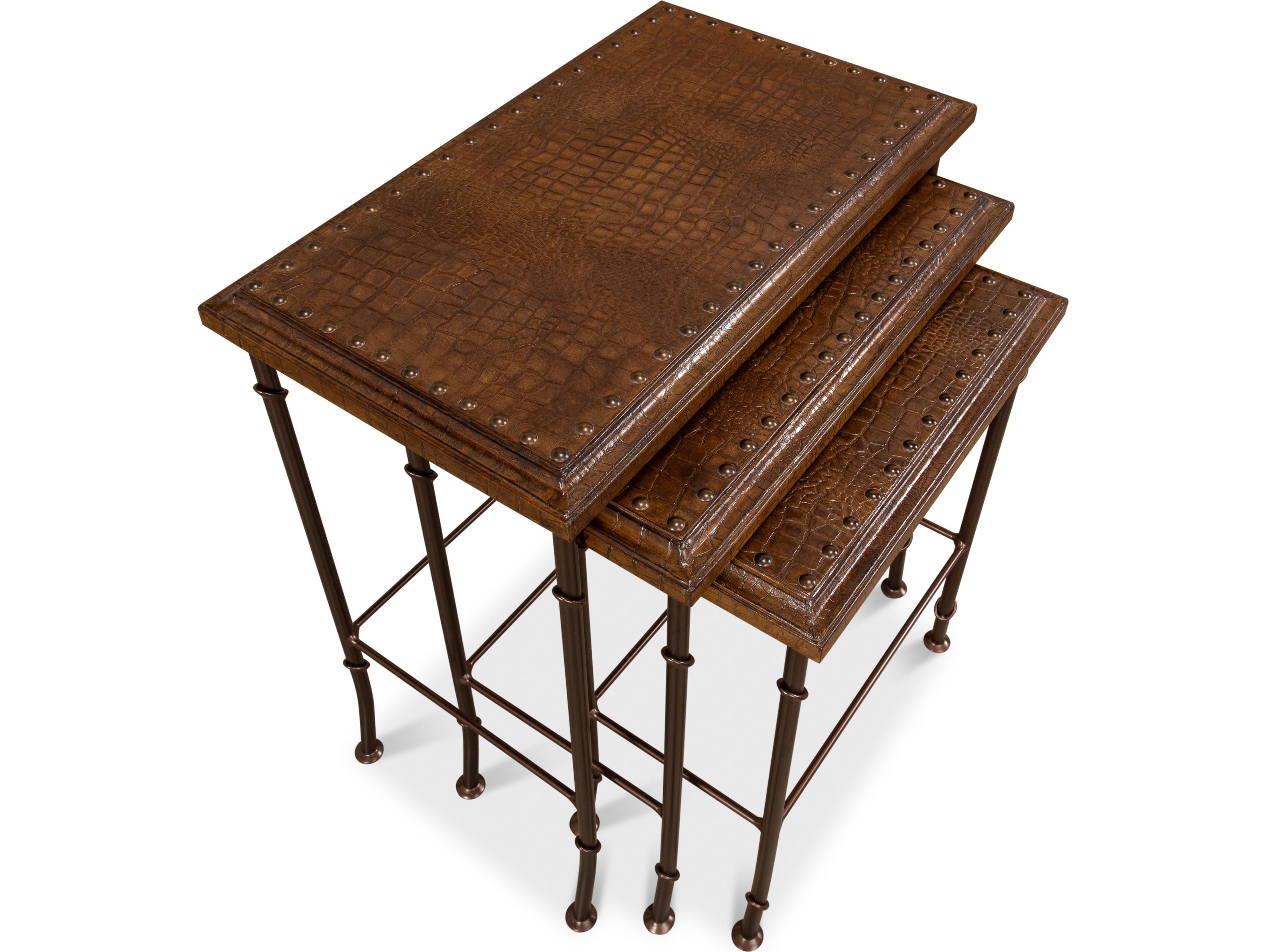 Sarreid Ltd Croc Leather Nesting Tables ( Set/3)