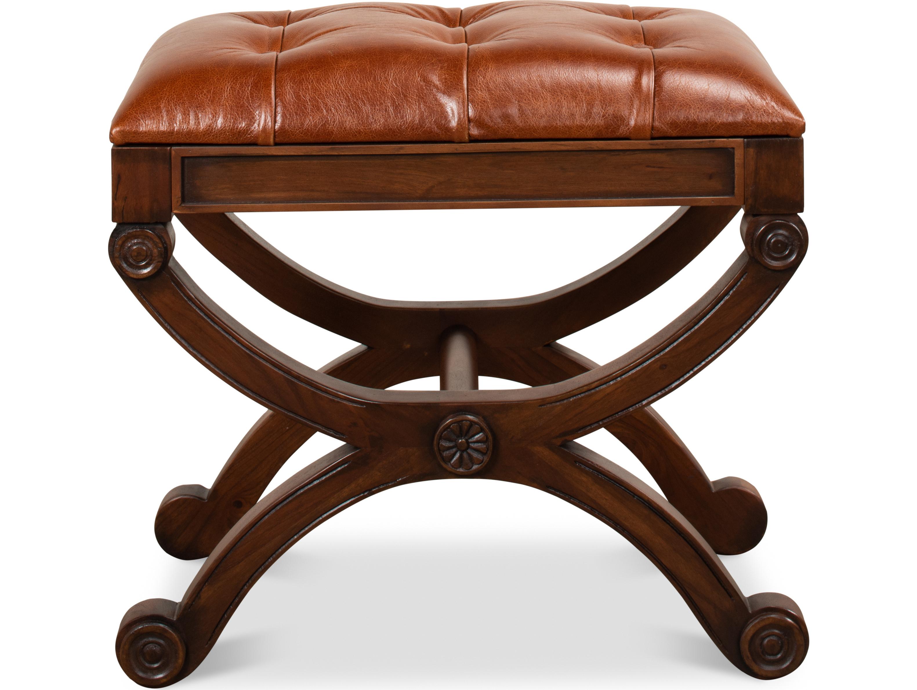 Sarreid Ltd Empire Stool W/Leather