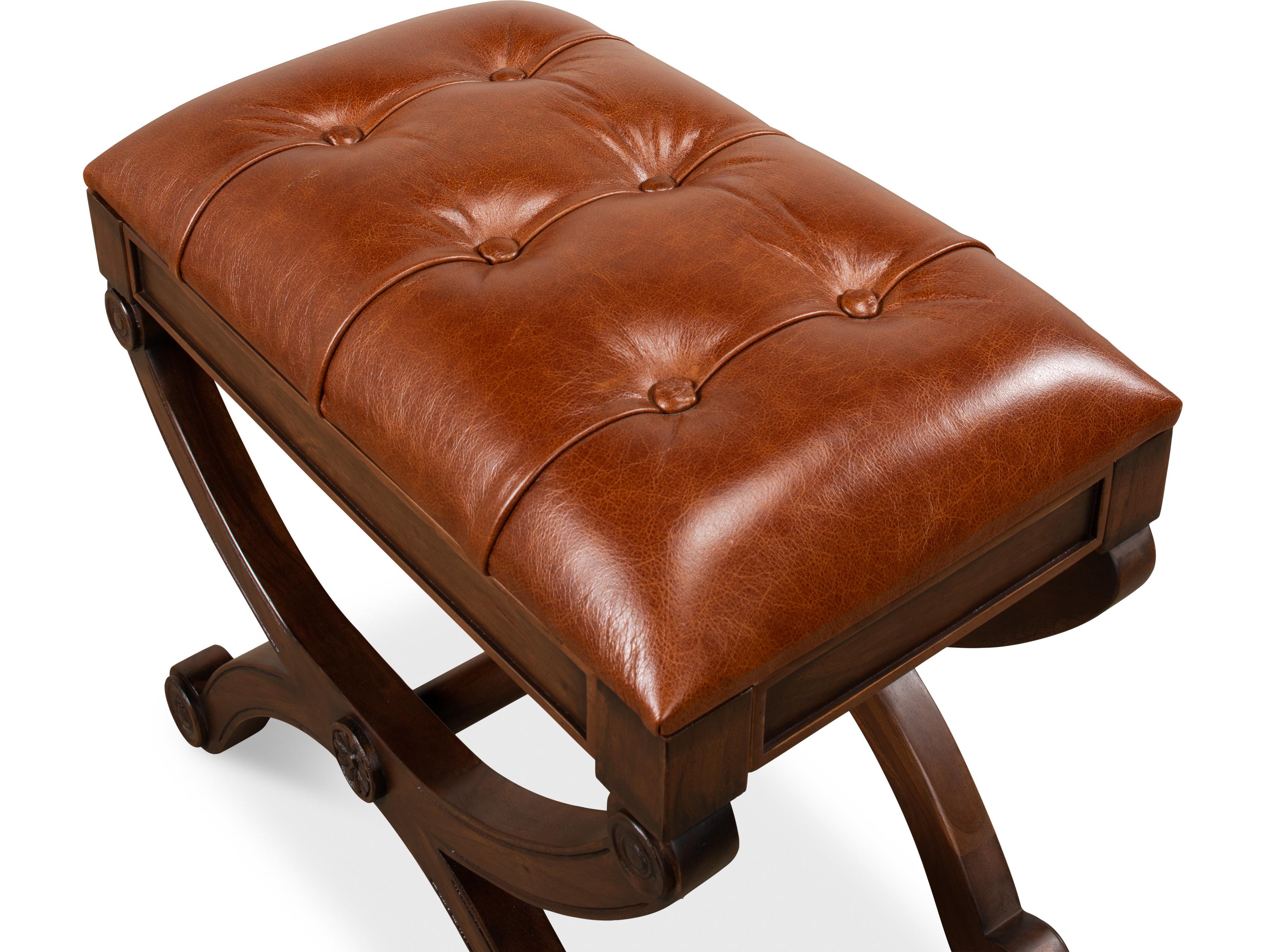 Sarreid Ltd Empire Stool W/Leather