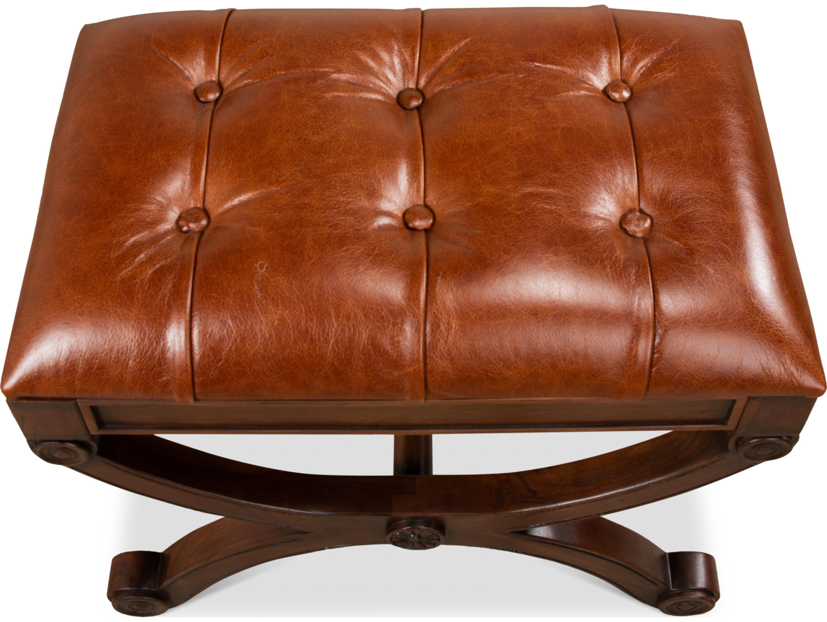 Sarreid Ltd Empire Stool W/Leather