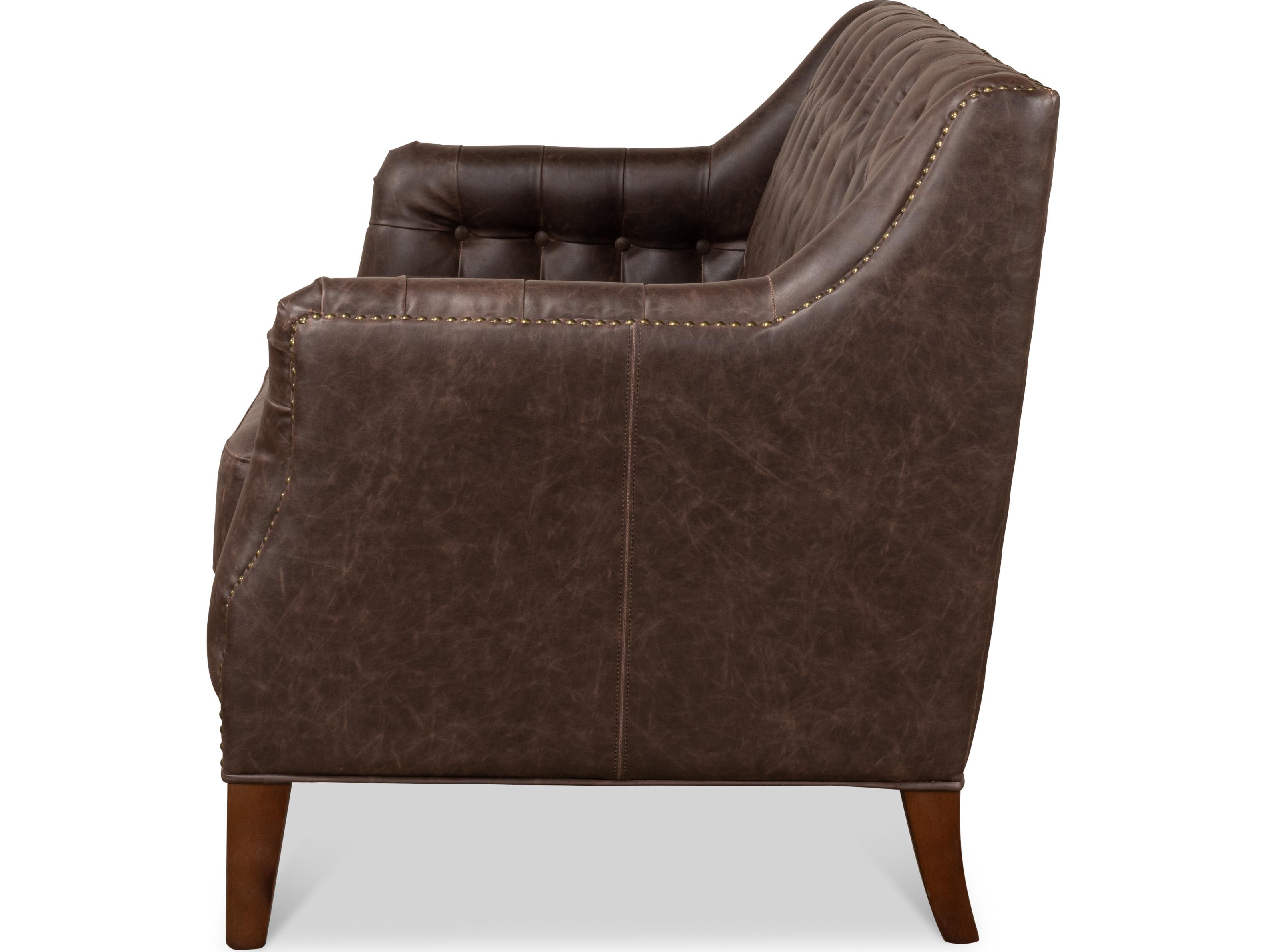 Sarreid Ltd Brooks Leather Tufted 2 Seat Sofa