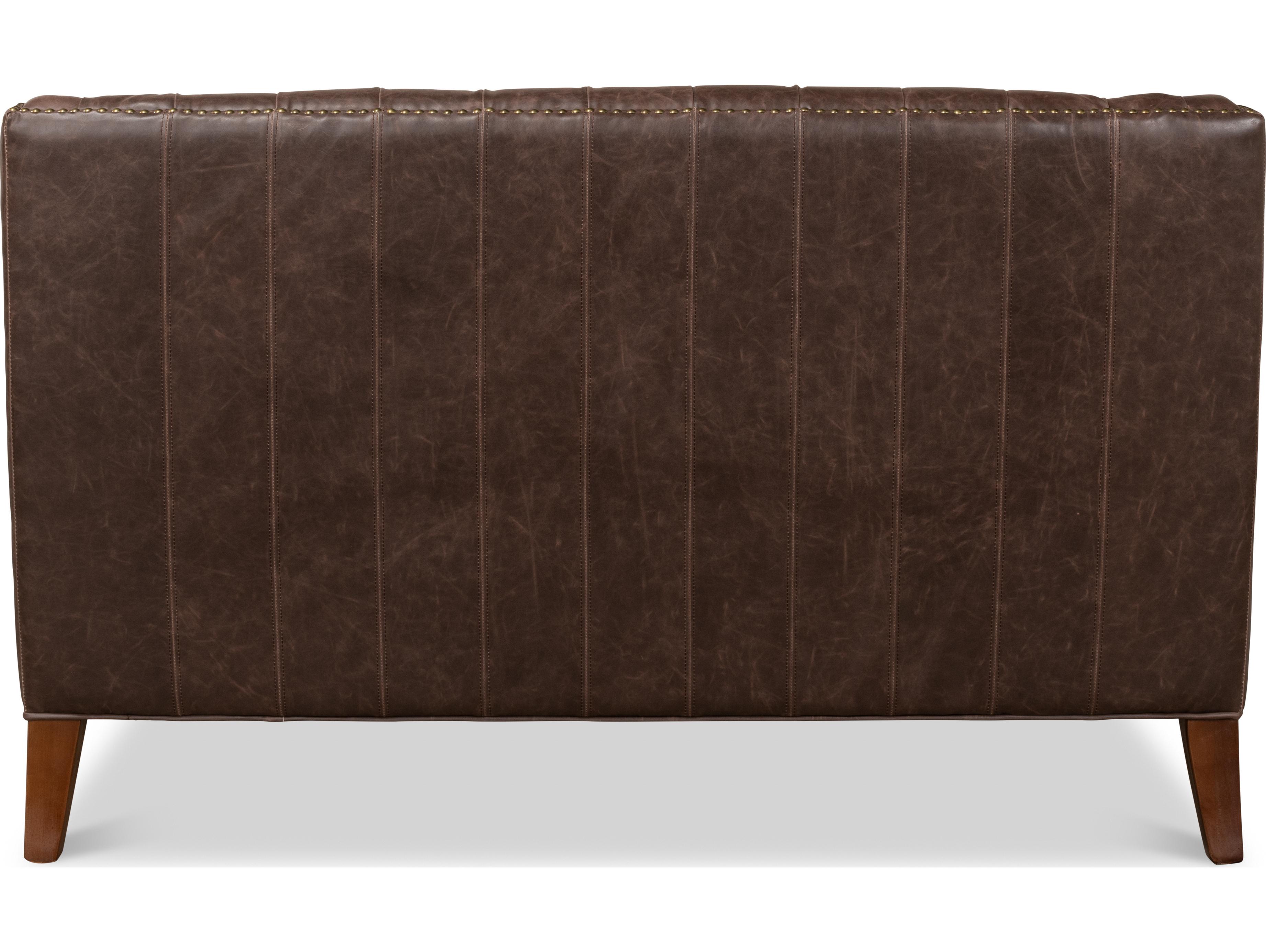 Sarreid Ltd Brooks Leather Tufted 2 Seat Sofa