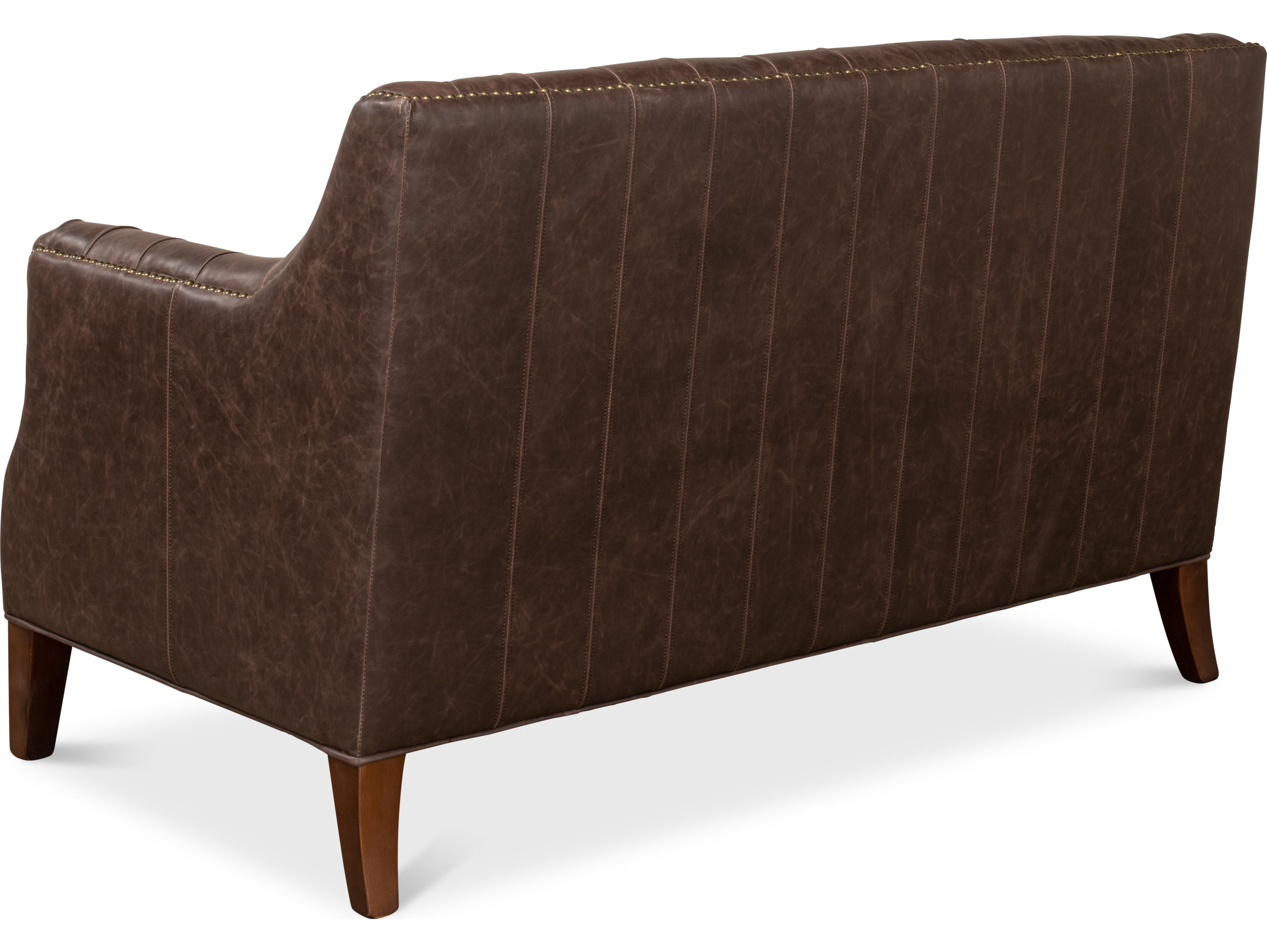 Sarreid Ltd Brooks Leather Tufted 2 Seat Sofa