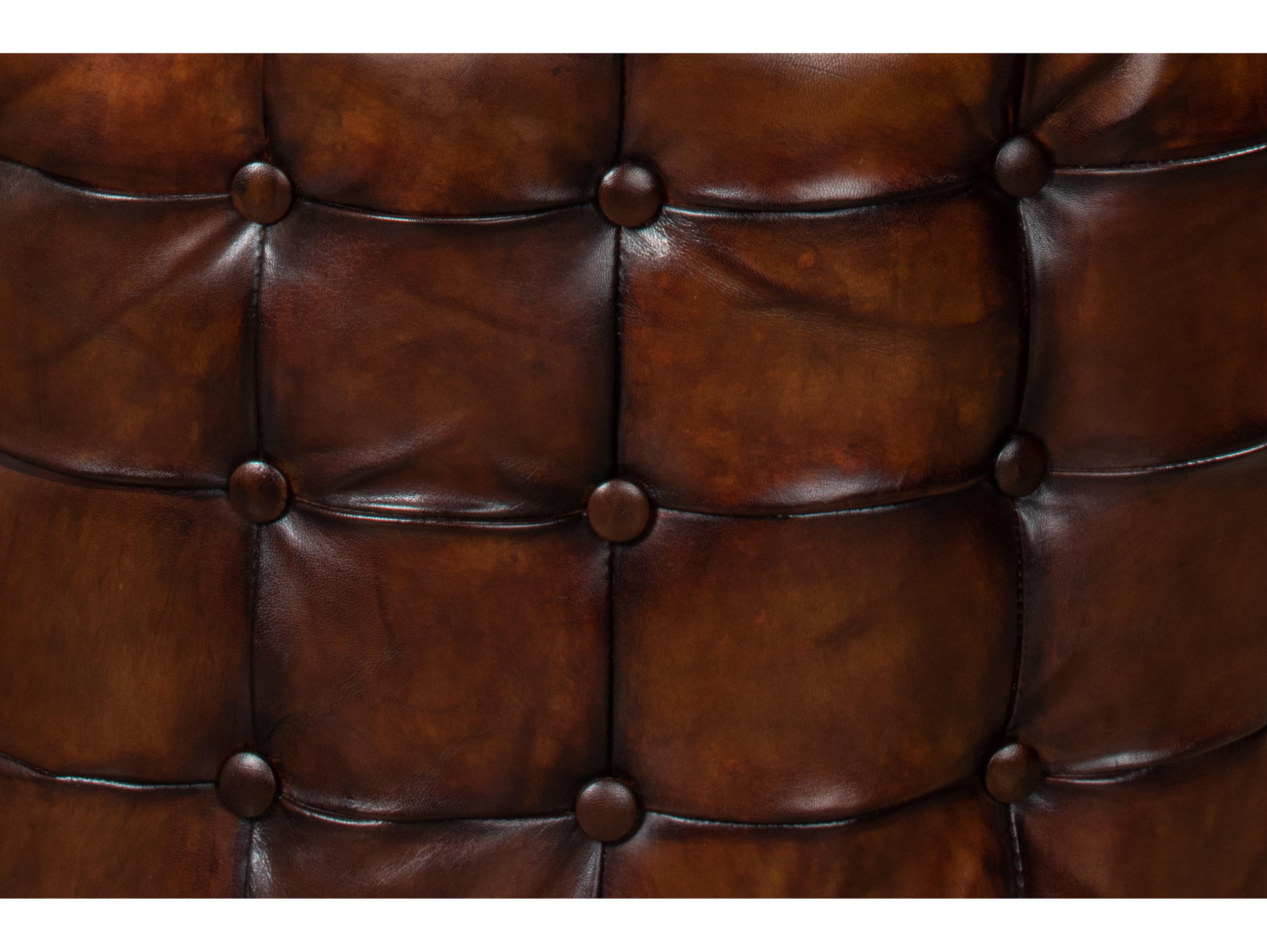 Sarreid Ltd Leather Tufted Ottoman
