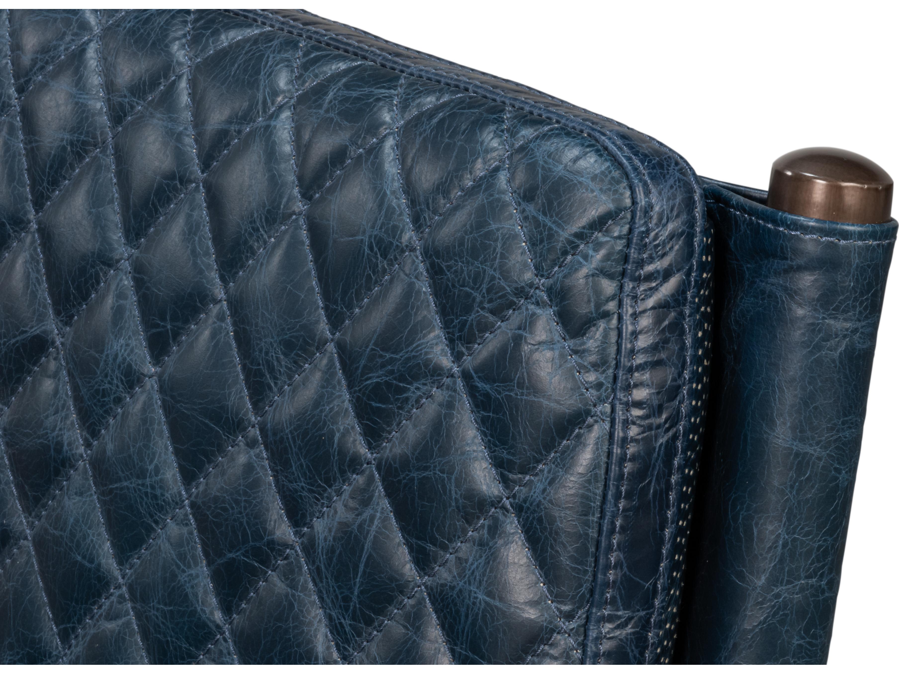 Sarreid Ltd The Harley Blue Leather Accent Chair