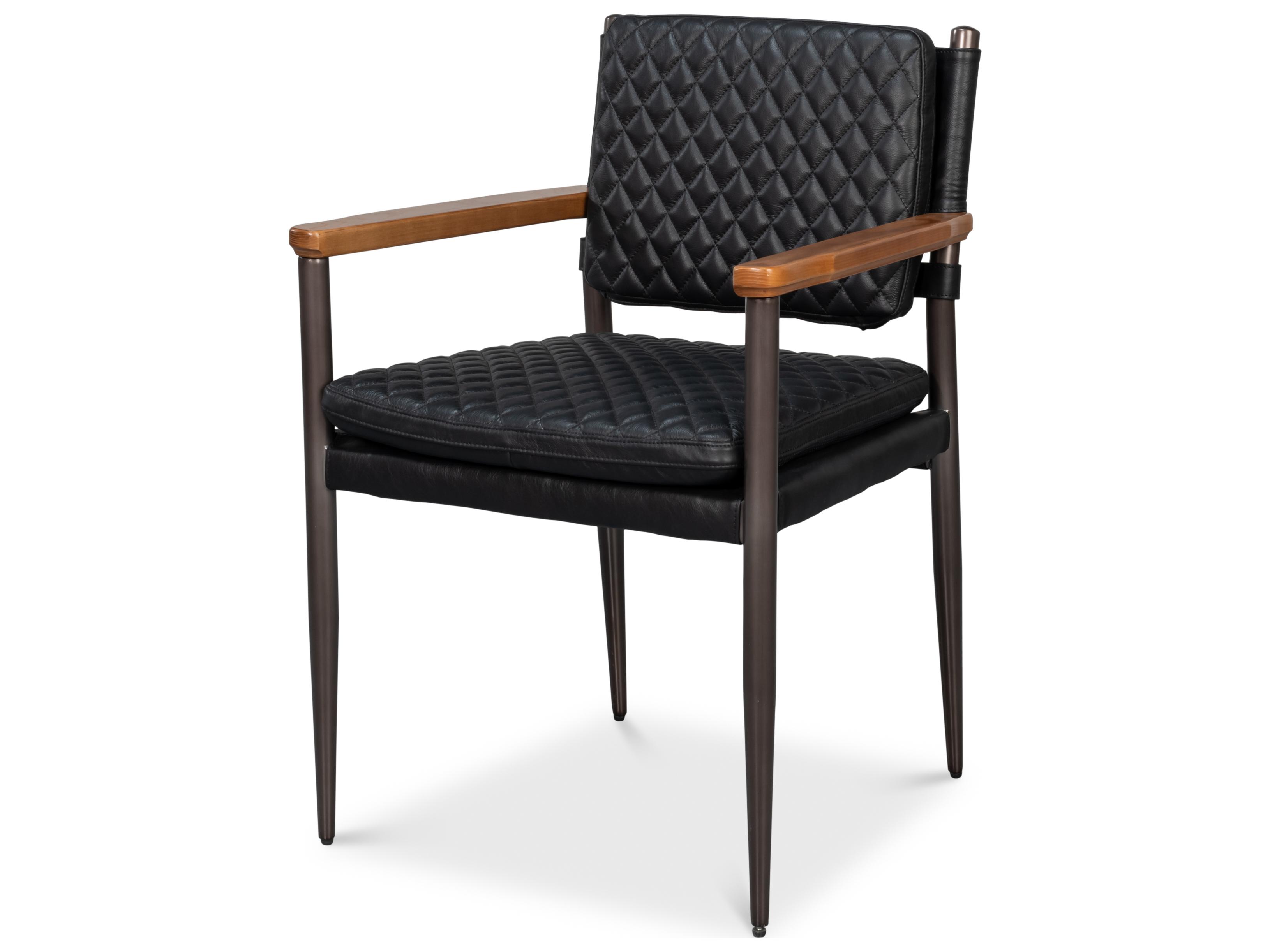 Sarreid Ltd The Harley Black Leather Accent Chair