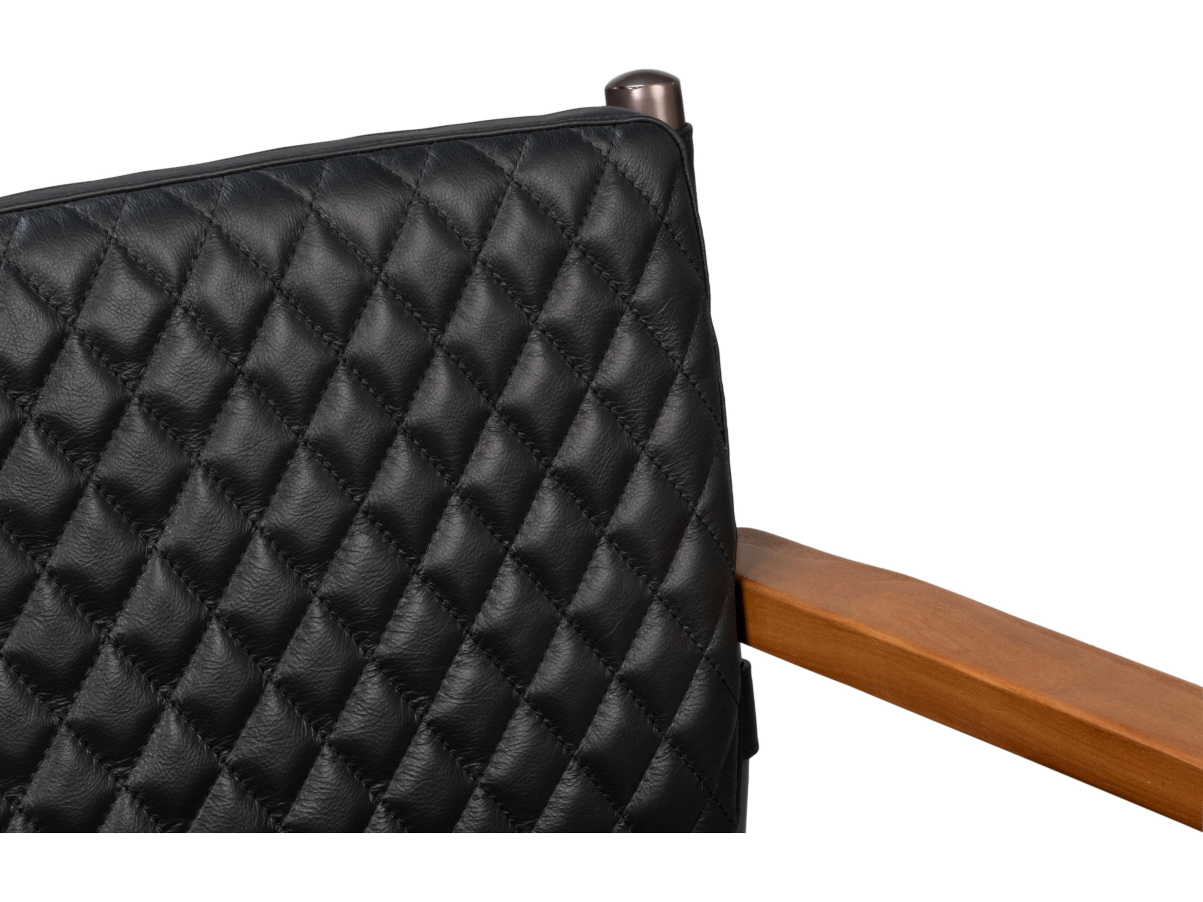 Sarreid Ltd The Harley Black Leather Accent Chair