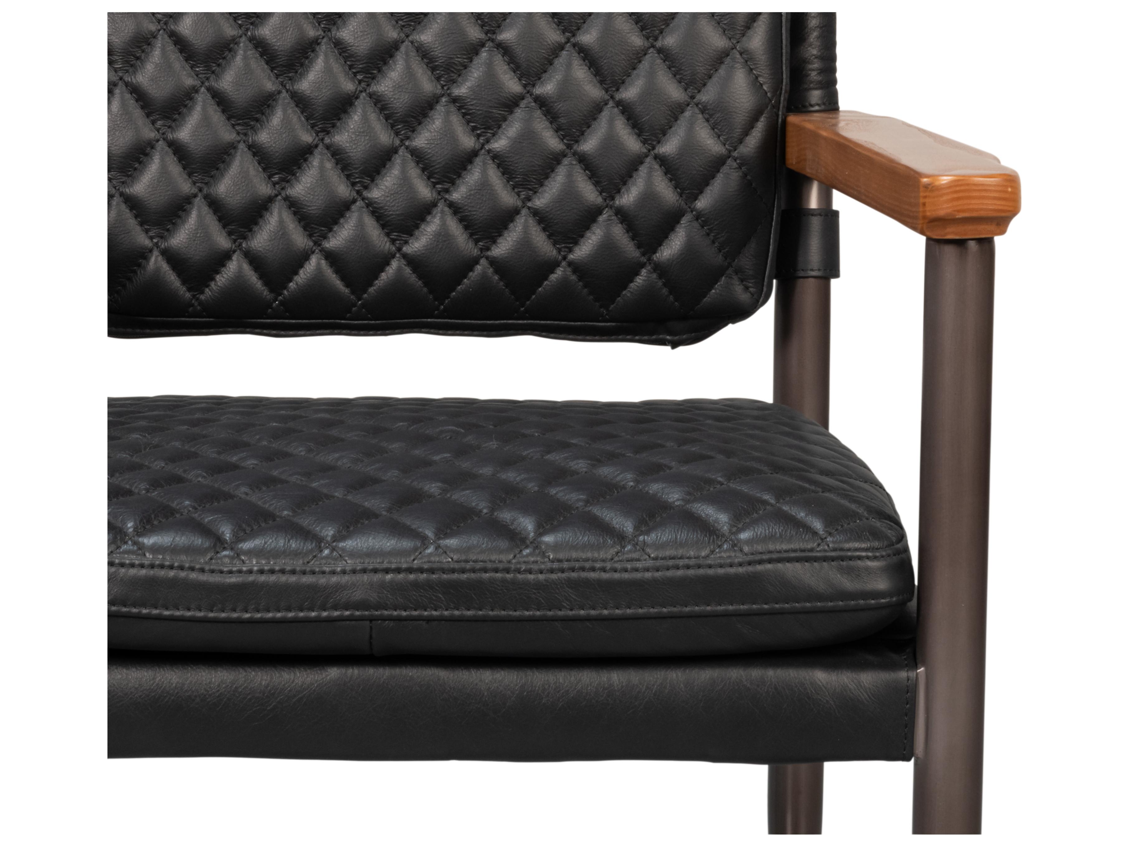 Sarreid Ltd The Harley Black Leather Accent Chair