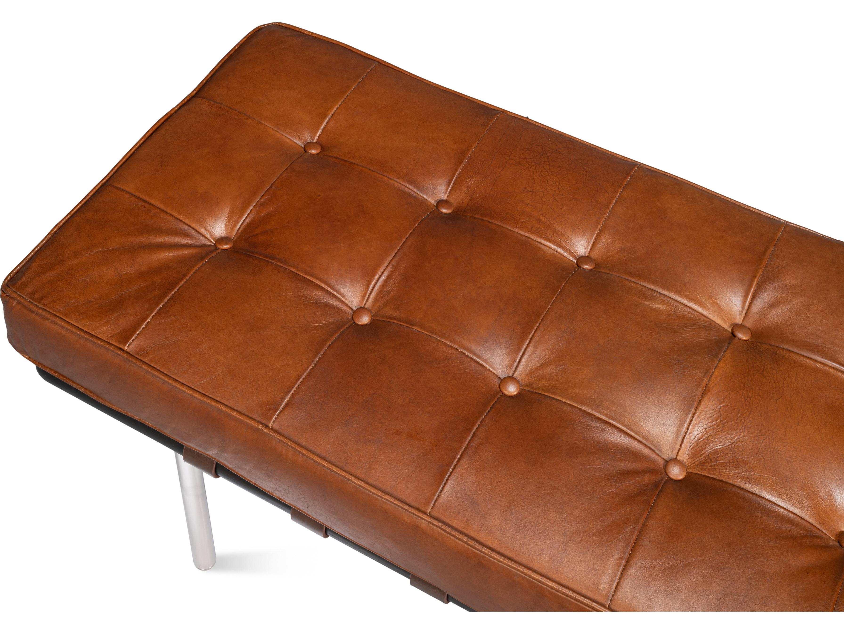 Sarreid Ltd Prince Albert Bench Vintage Havana Leather