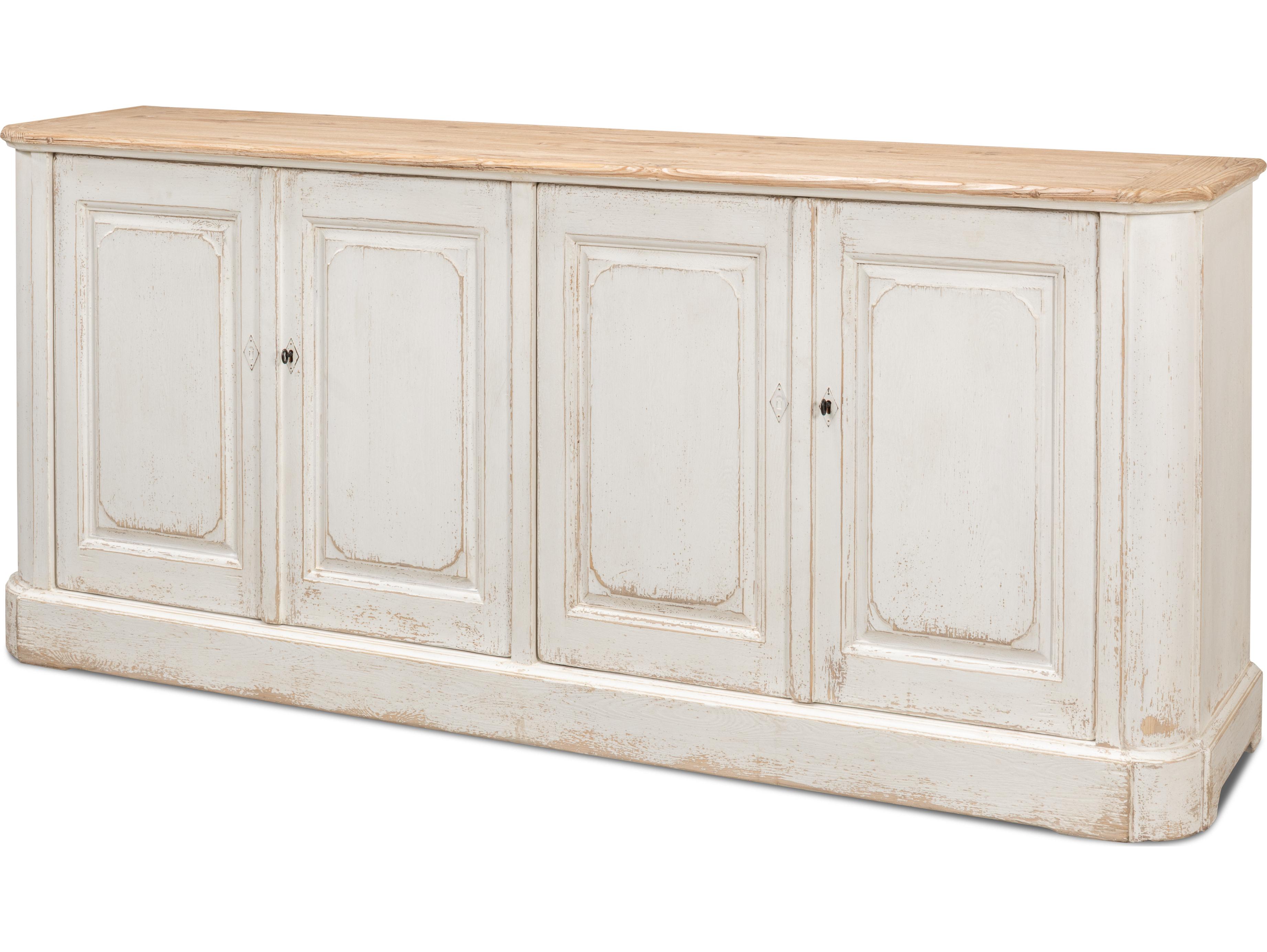 Sarreid Ltd Antique Whitewash Sideboard 4 Door