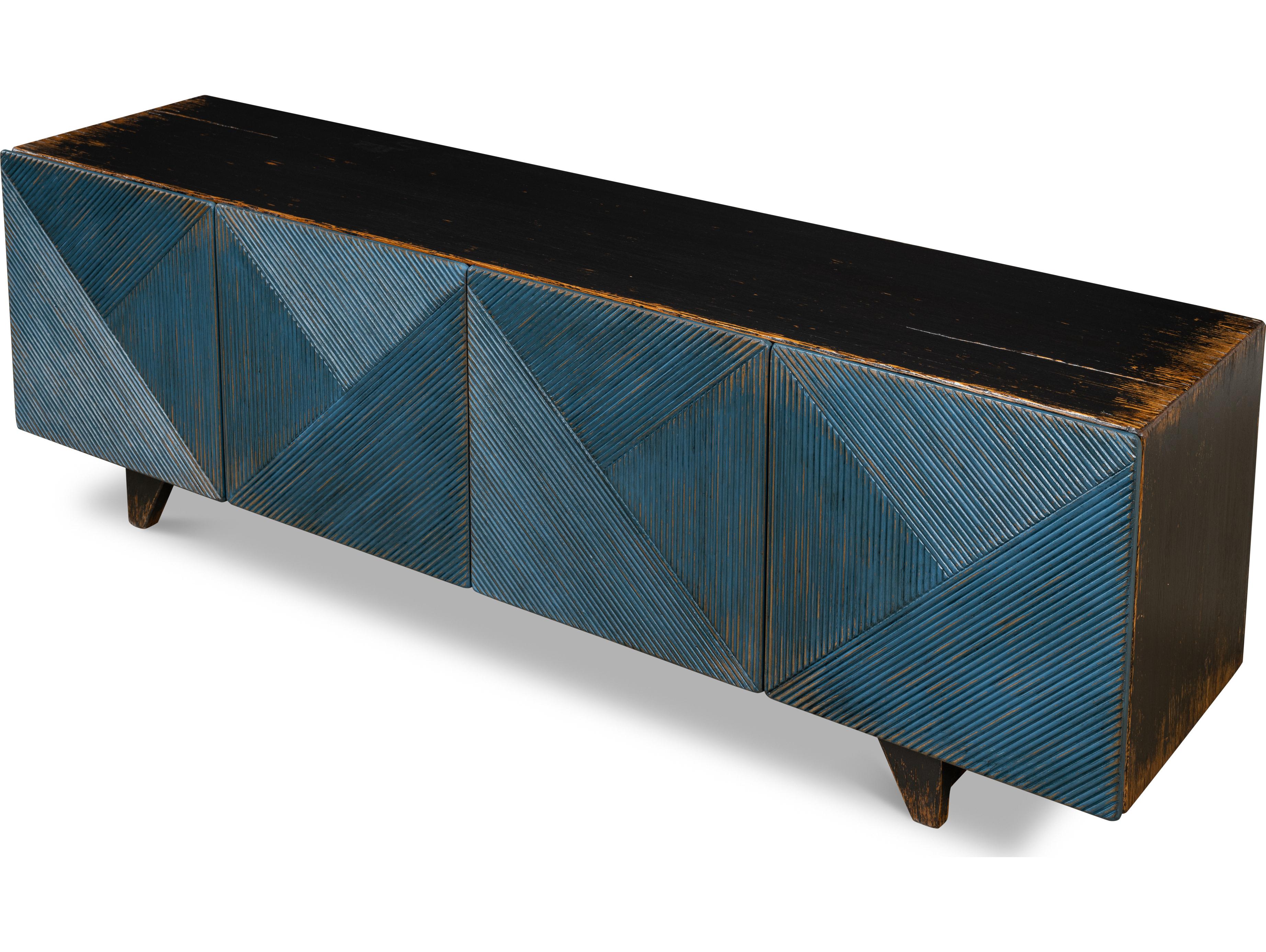Sarreid Ltd Low Wall Console For Tv Blue